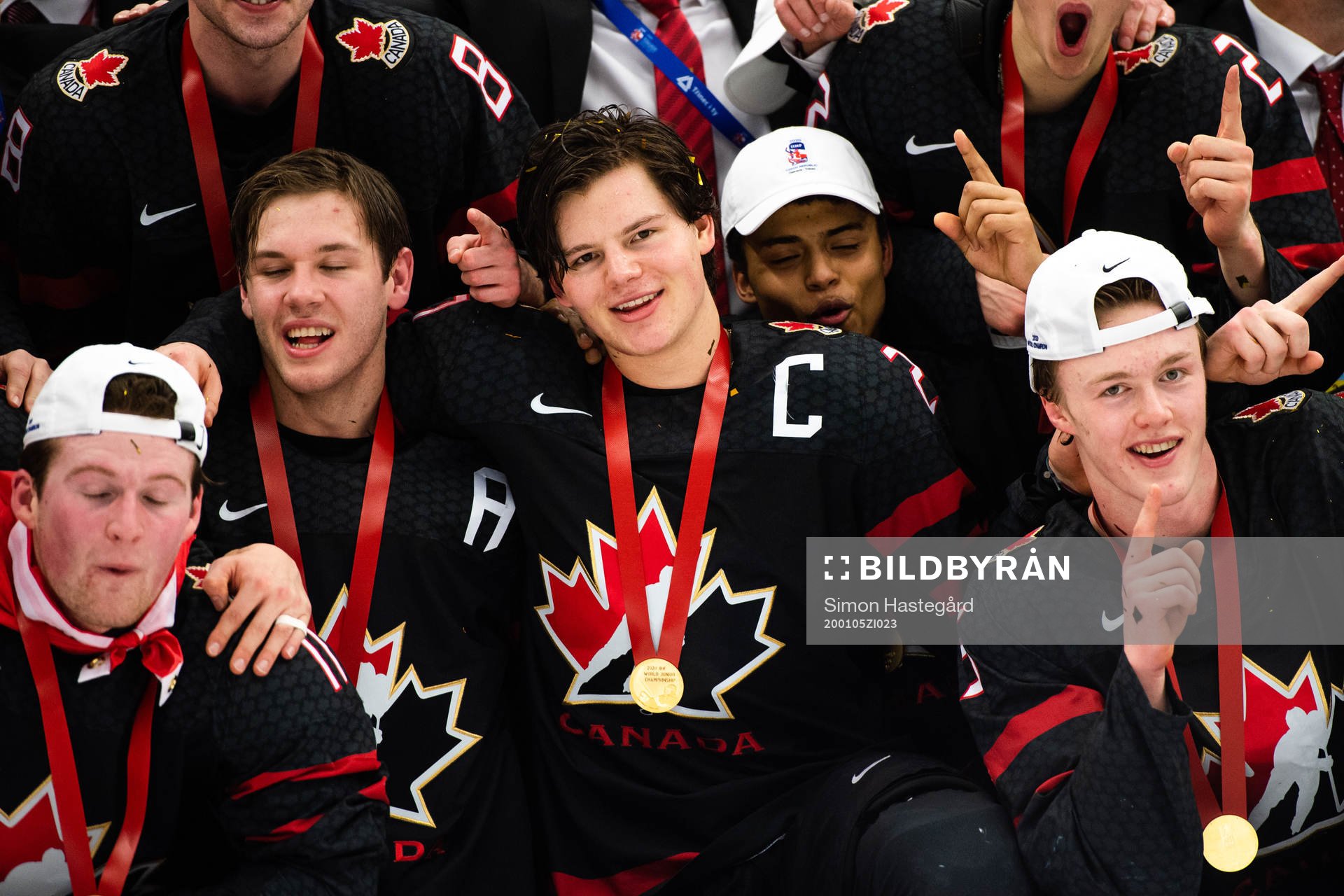 Barrett Hayton of Canada celebrates