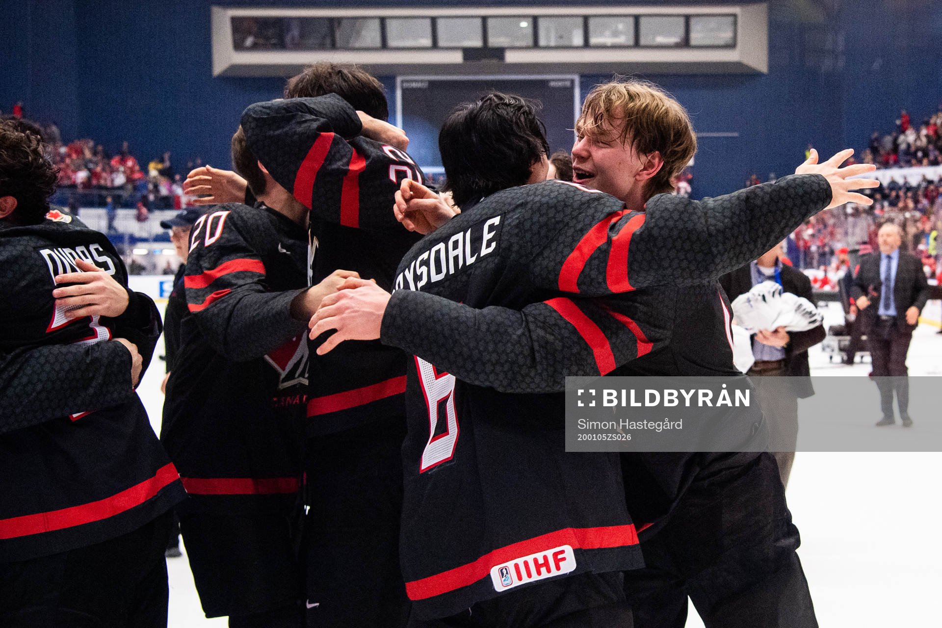 Bowen Byram of Canada celebrates