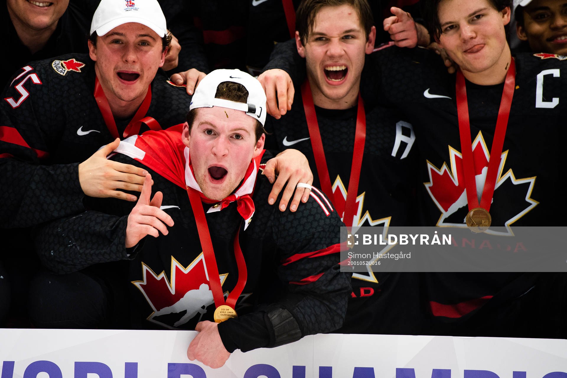 Alexis Lafreniere of Canada celebrates