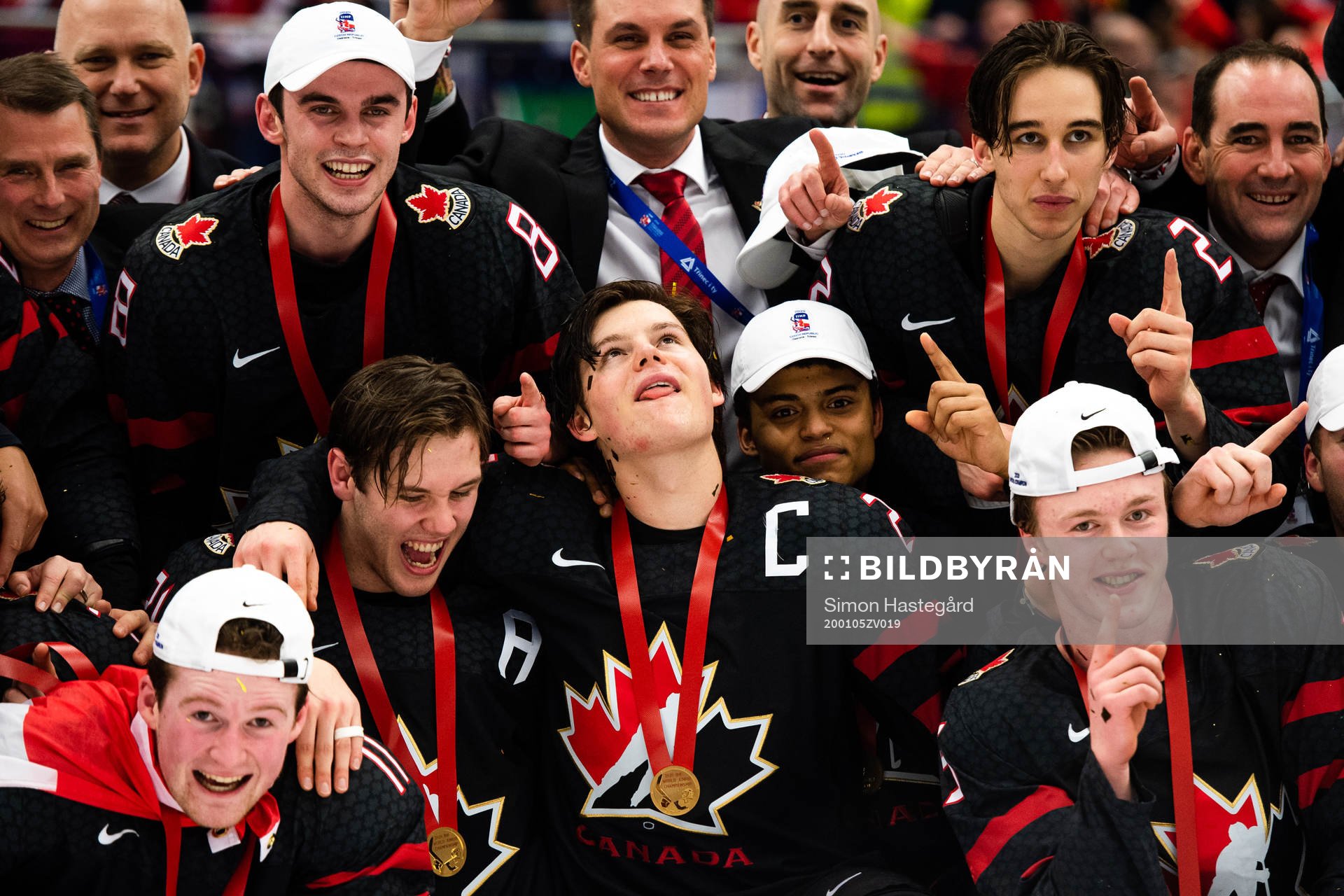 Barrett Hayton of Canada celebrates