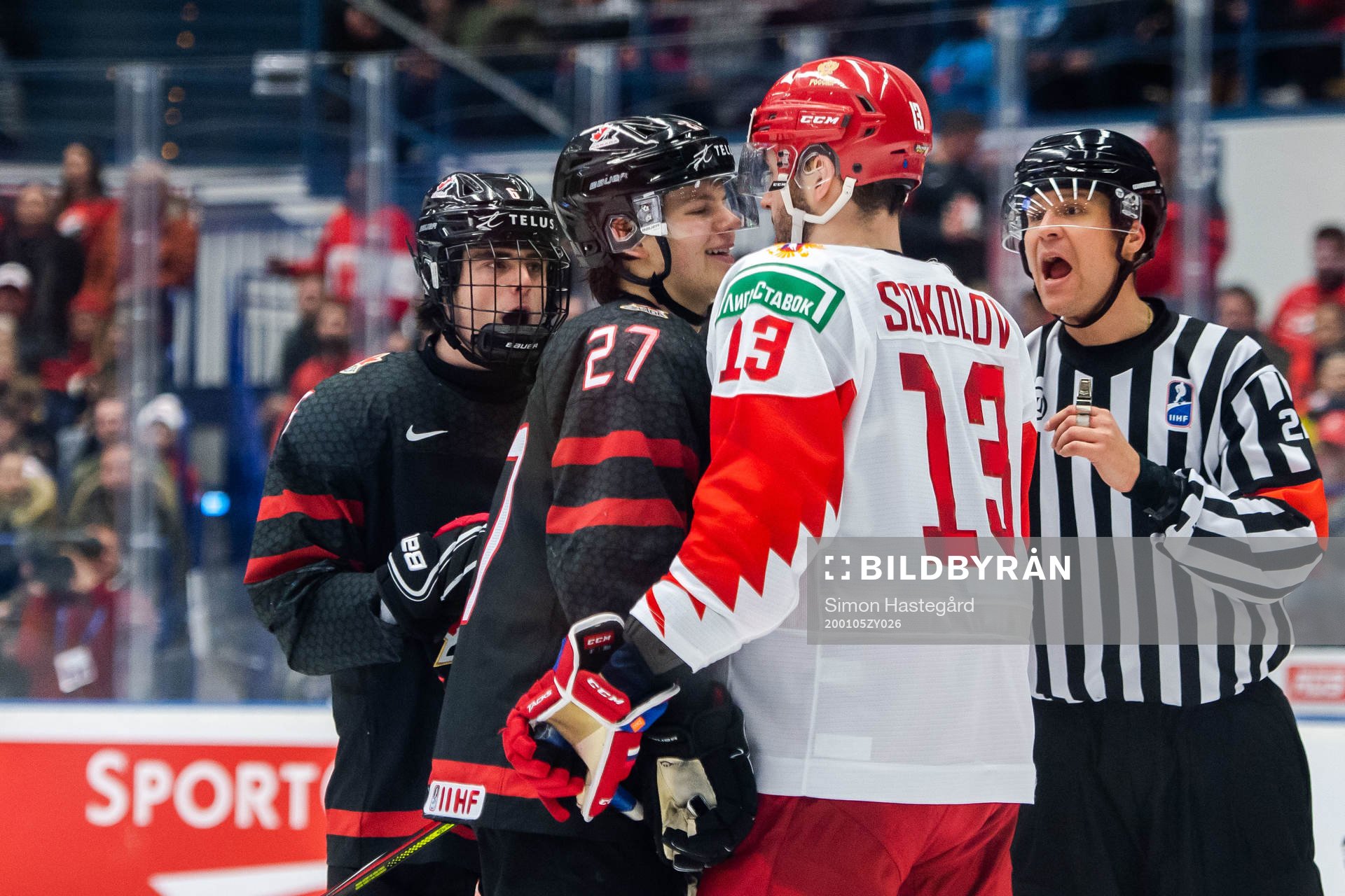 Barrett Hayton of Canada and Yegor Sokolov of Russia