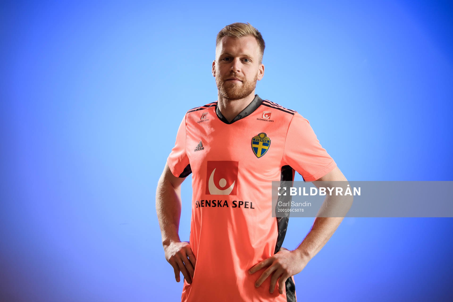 Sweden’s goalkeeper Peter Abrahamsson poses for a portrait