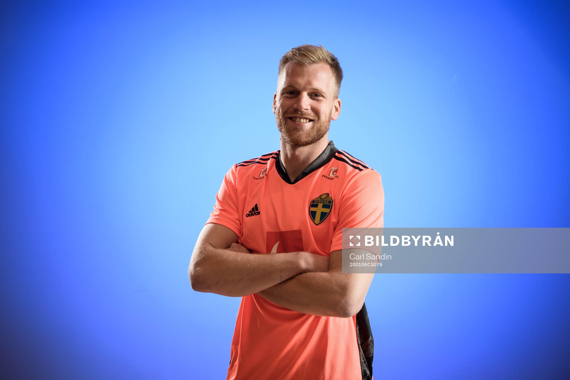 Sweden’s goalkeeper Peter Abrahamsson poses for a portrait