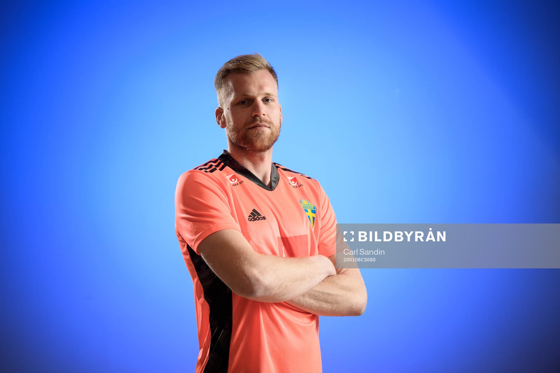 Sweden’s goalkeeper Peter Abrahamsson poses for a portrait