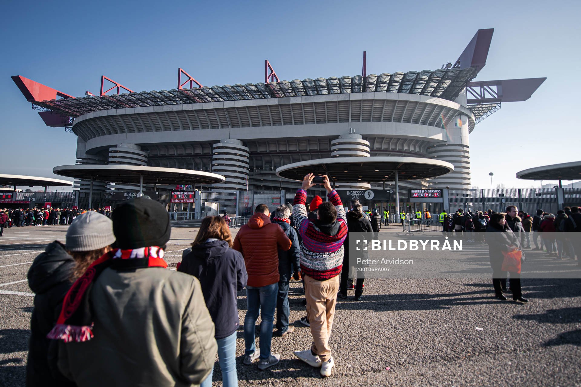 Supporters outisde of San Siro stadium prior to the Serie A