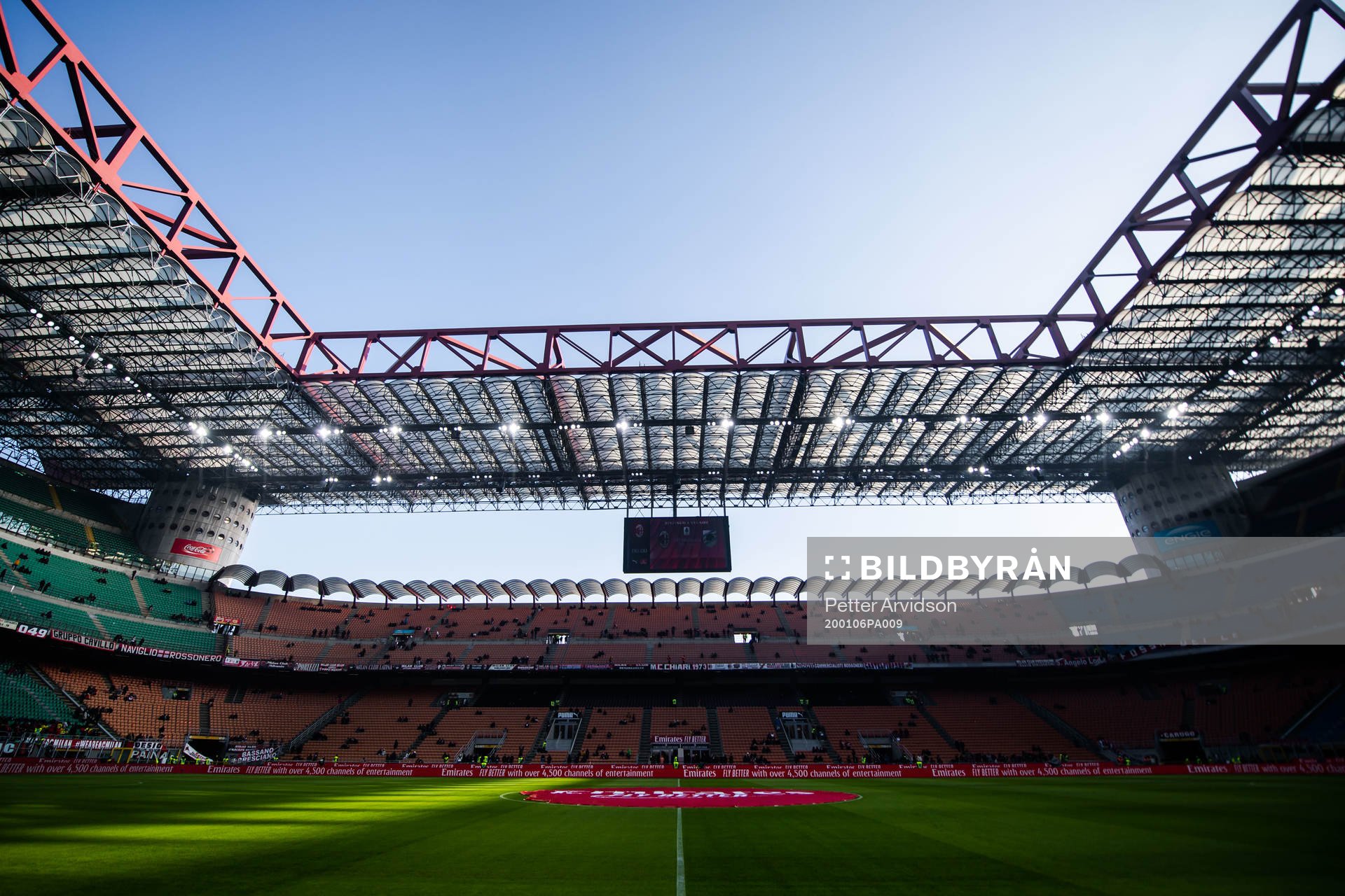 Interior of San Siro stadium prior of the Serie A match
