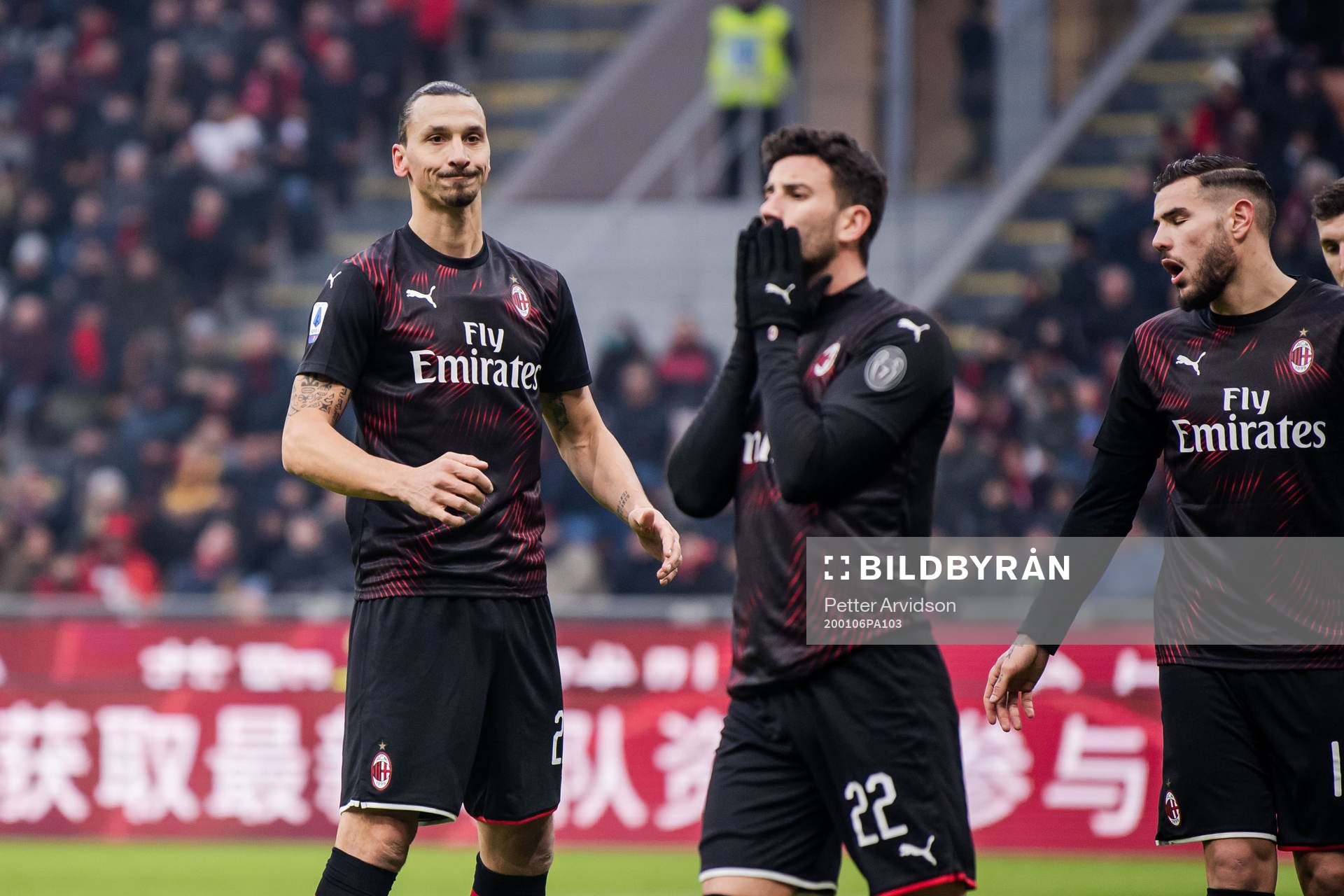 Zlatan Ibrahimovic and Mateo Musacchio of Milan look