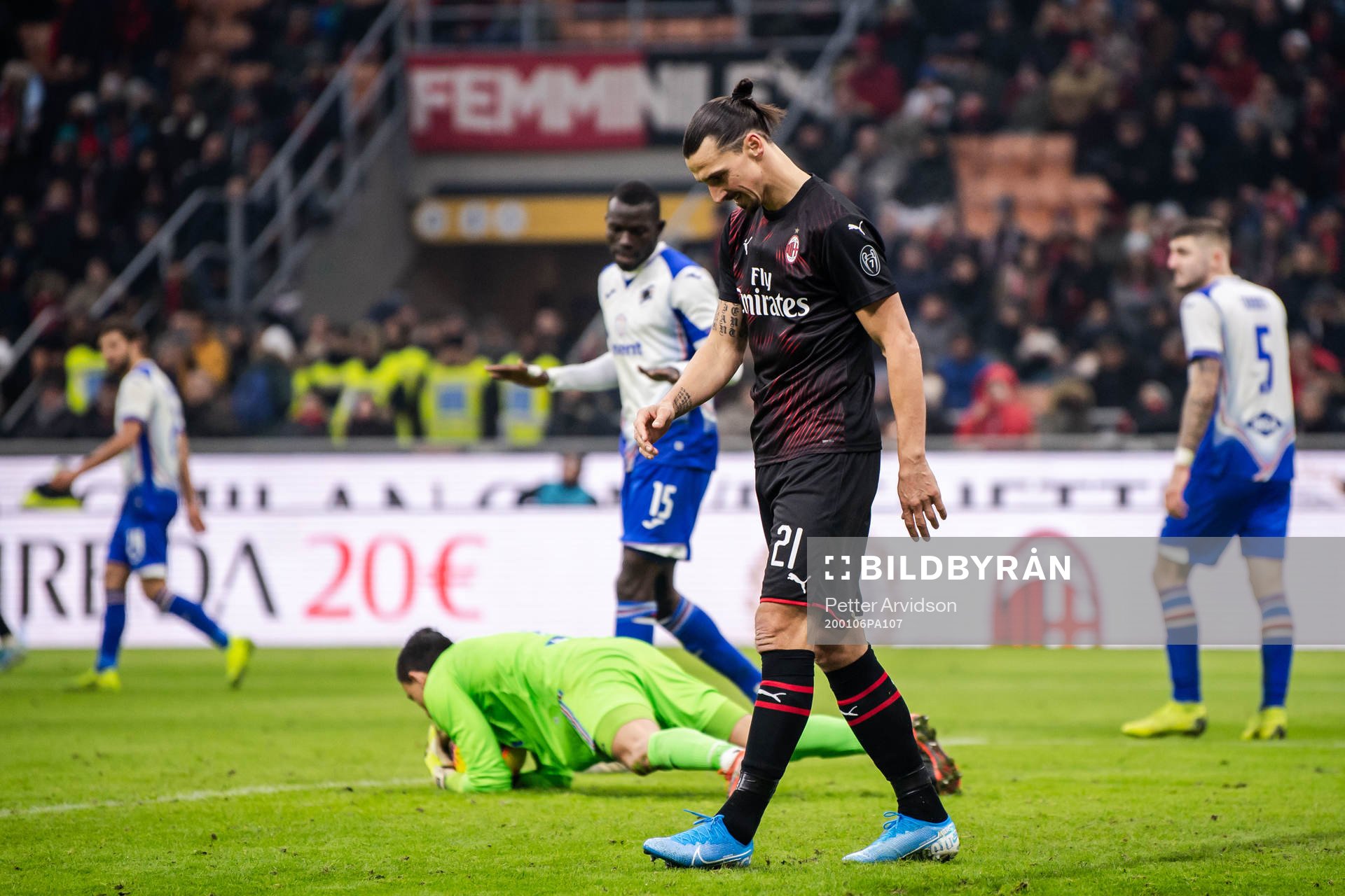 Zlatan Ibrahimovic of Milan looks dejected