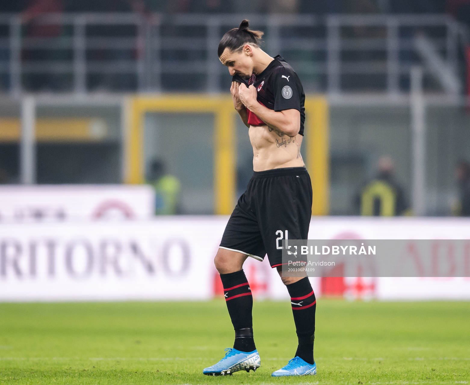 Zlatan Ibrahimovic of Milan looks dejected