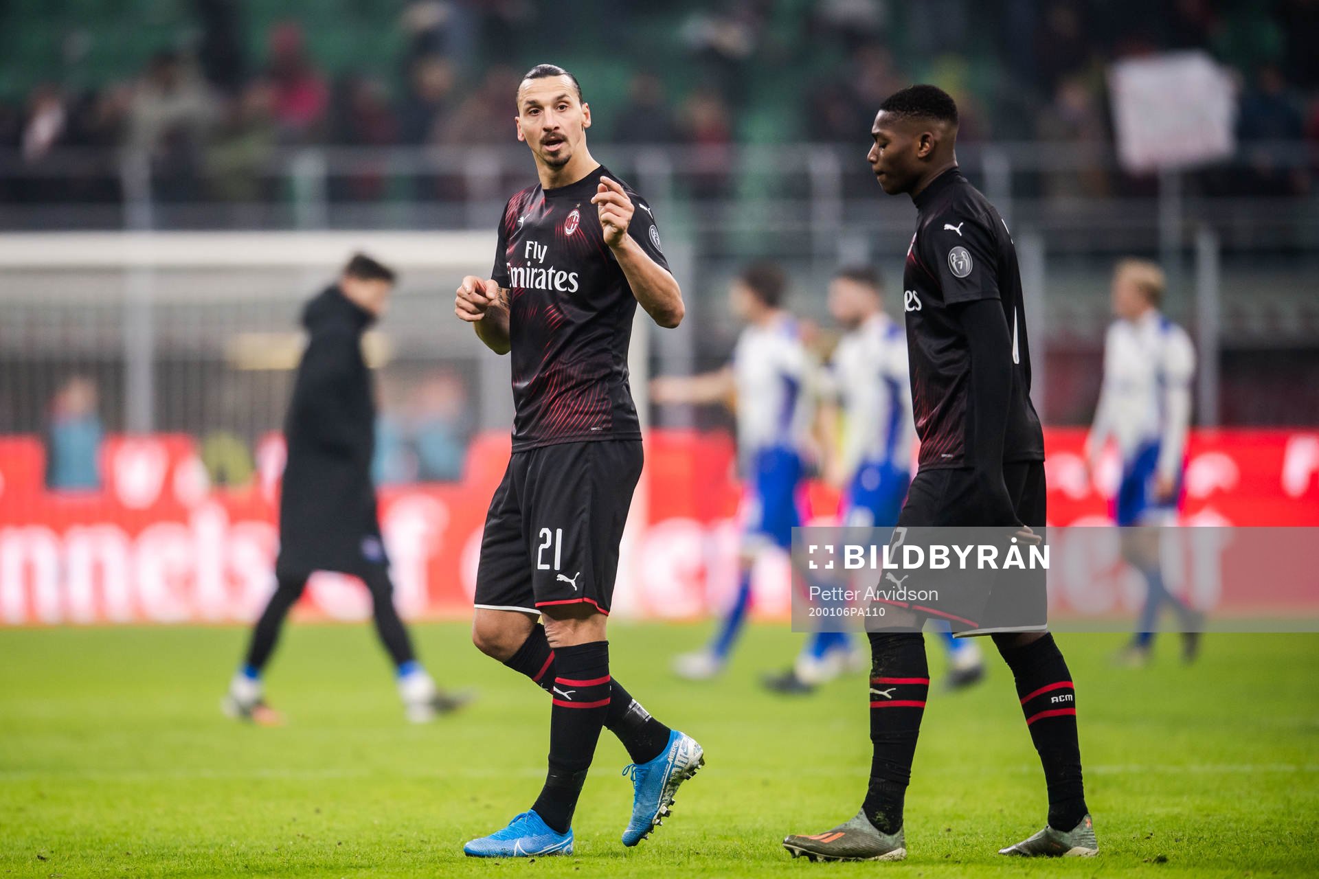 Zlatan Ibrahimovic and Rafael Leao of Milan