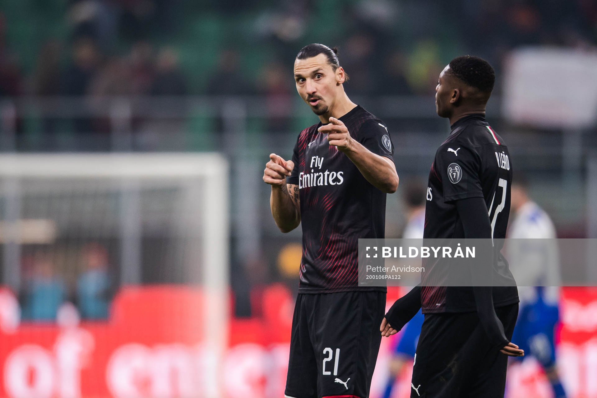 Zlatan Ibrahimovic and Rafael Leao of Milan