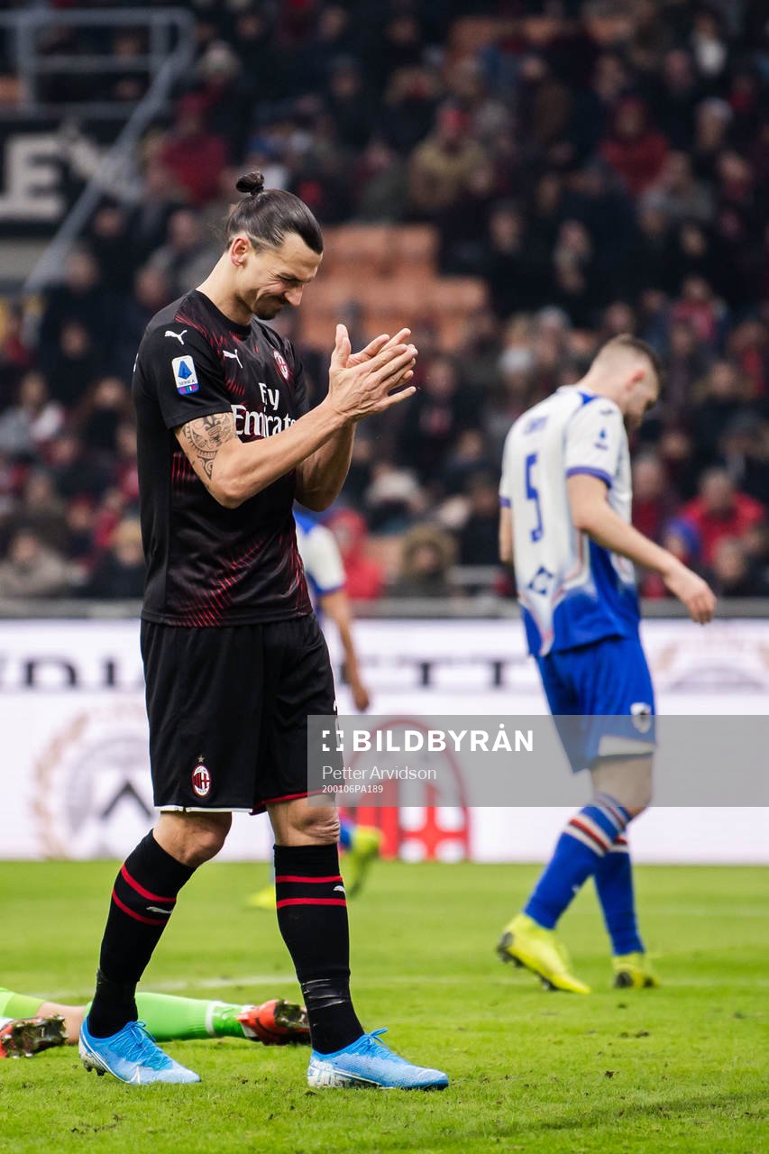 Zlatan Ibrahimovic of Milan looks dejected