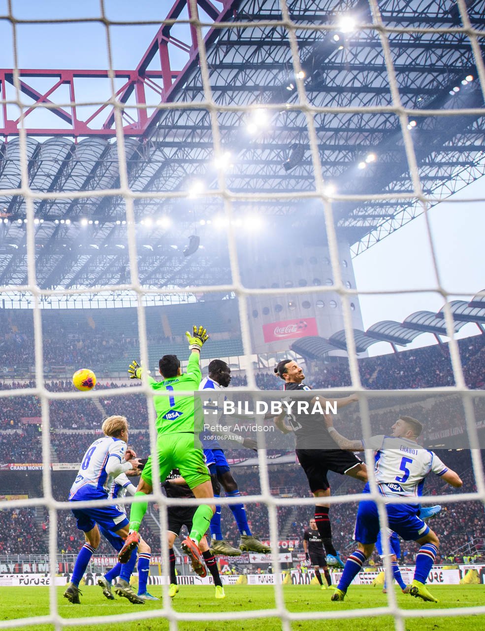 Zlatan Ibrahimovic of Milan and goalkeeper Emil Audero of