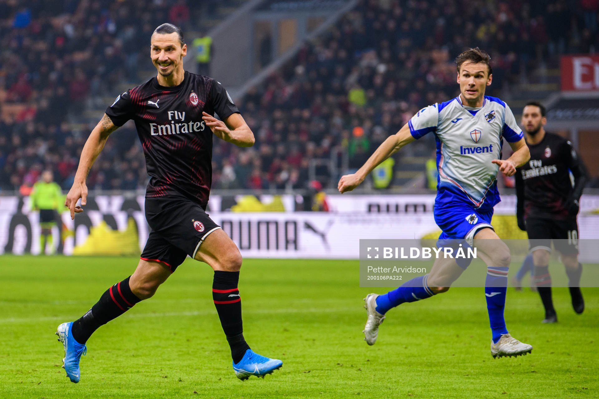Zlatan Ibrahimovic of Milan and Albin Ekdal of Sampdoria
