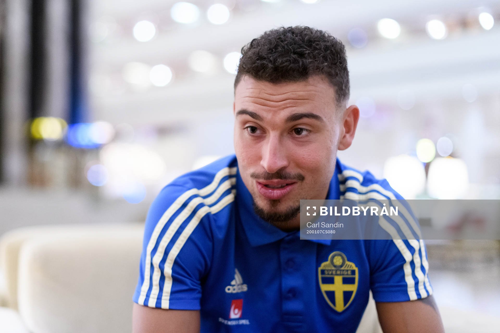 Jordan Larsson of Sweden is being interviewed