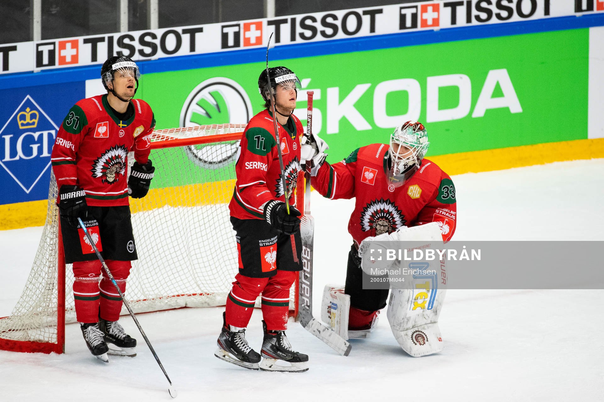 Nicklas Lasu, Samuel Fagemo and goalkeeper Johan Mattsson