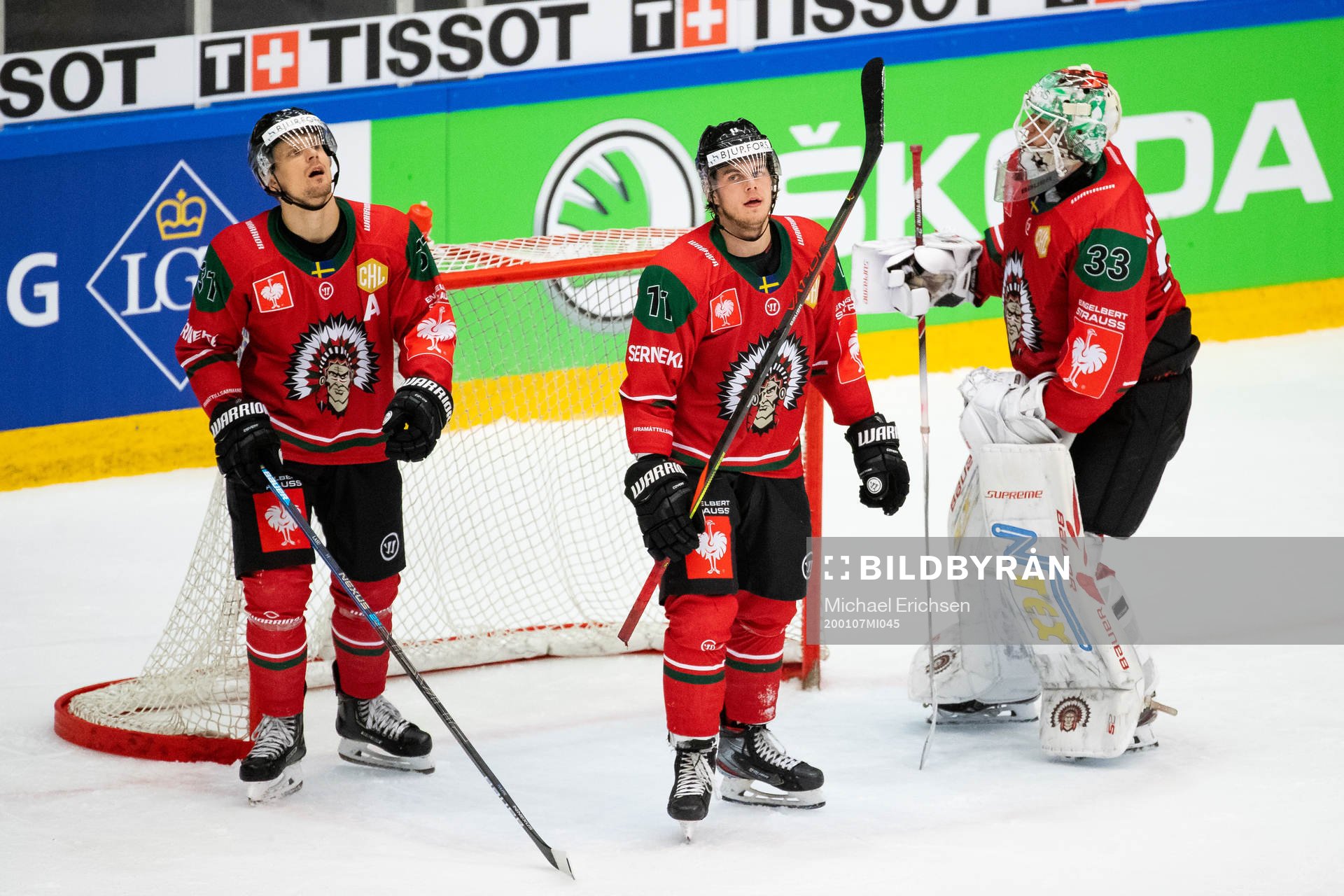 Nicklas Lasu, Samuel Fagemo and goalkeeper Johan Mattsson