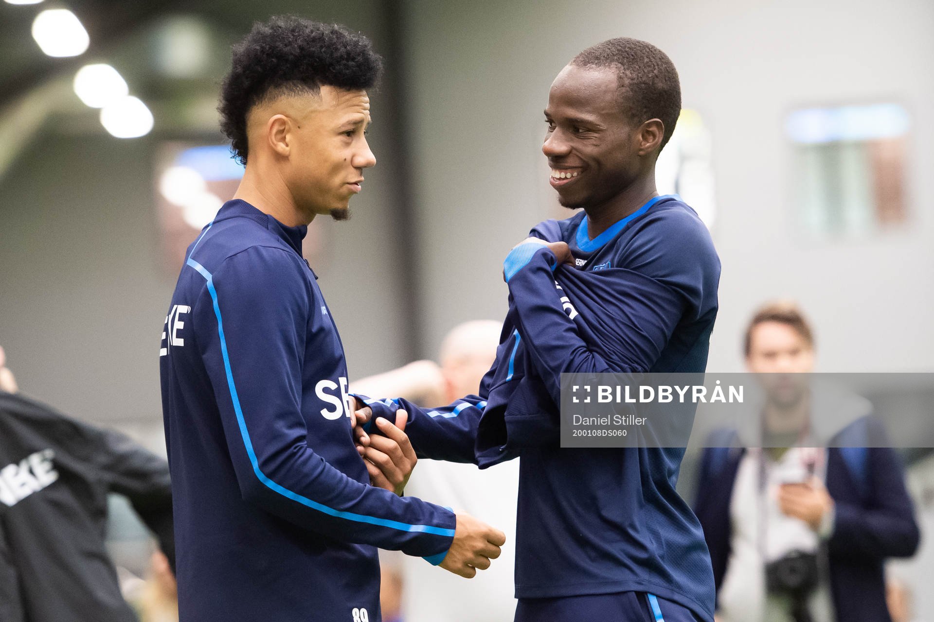 Tobias Sana och Alhassan Yusuf  under en träning med IFK Göteborg den 8 januari 2020 i Göteborg.