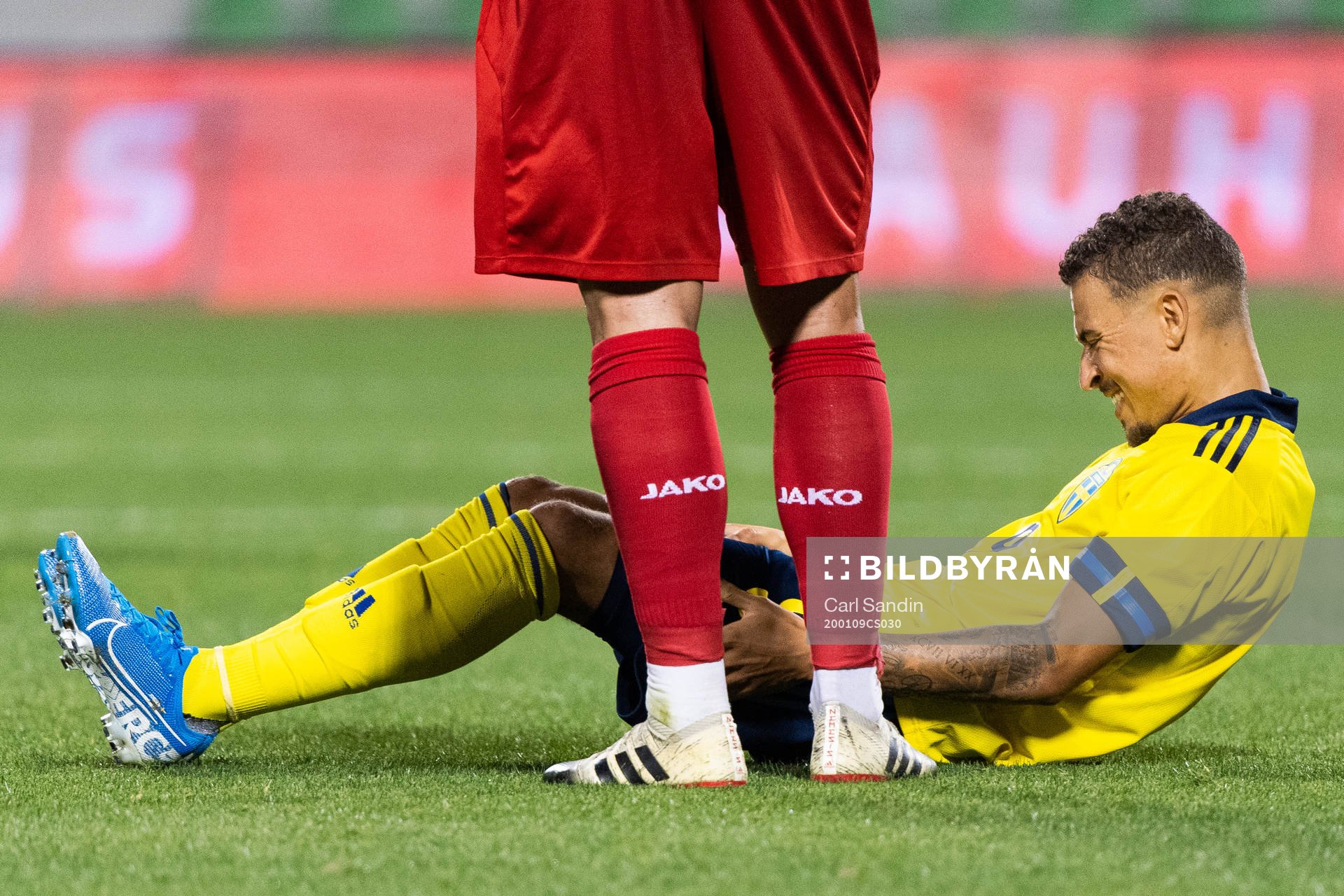 Jordan Larsson of Sweden in pain