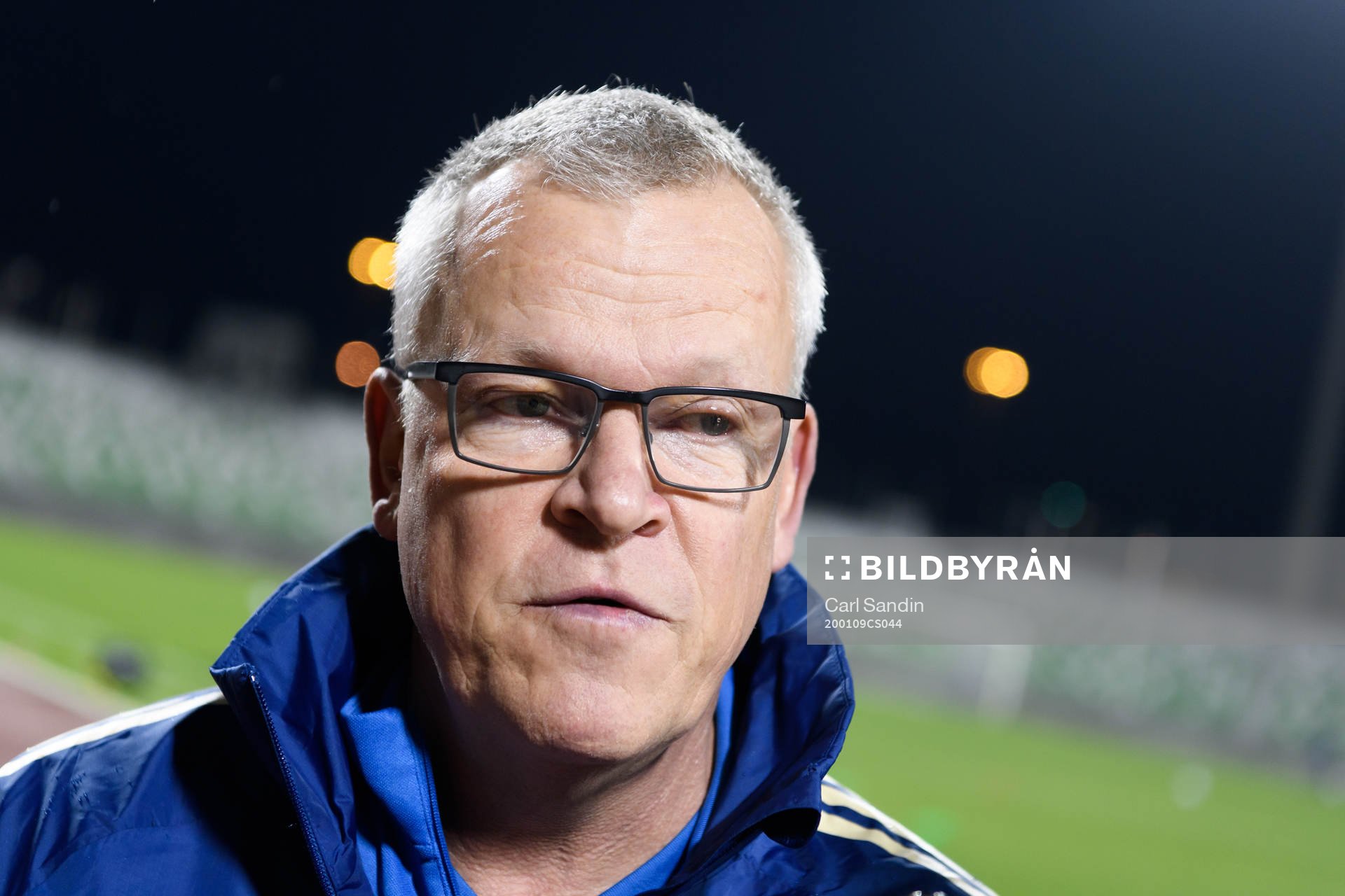 Janne Andersson, head coach of Sweden is being interviewed