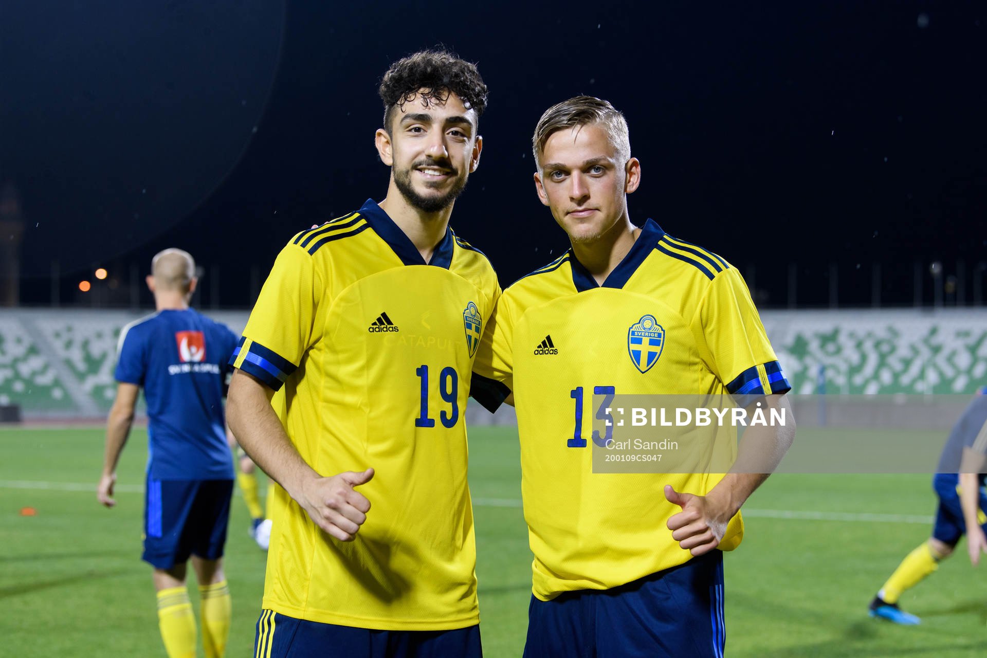 Daleho Irandust and Jesper Karlsson of Sweden poses for a