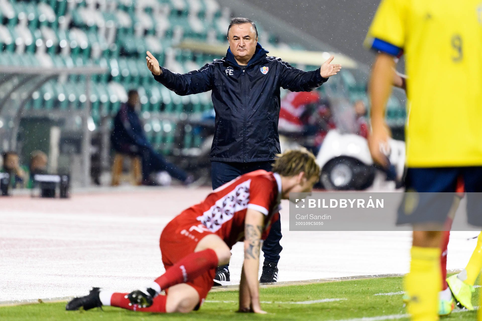Engin Firat, head coach of Moldova, reacts