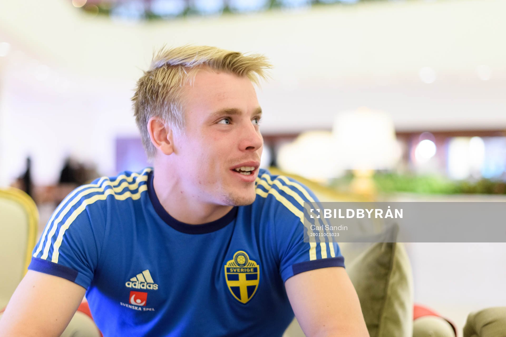 Goalkeeper Isak Andersson is being interviewed
