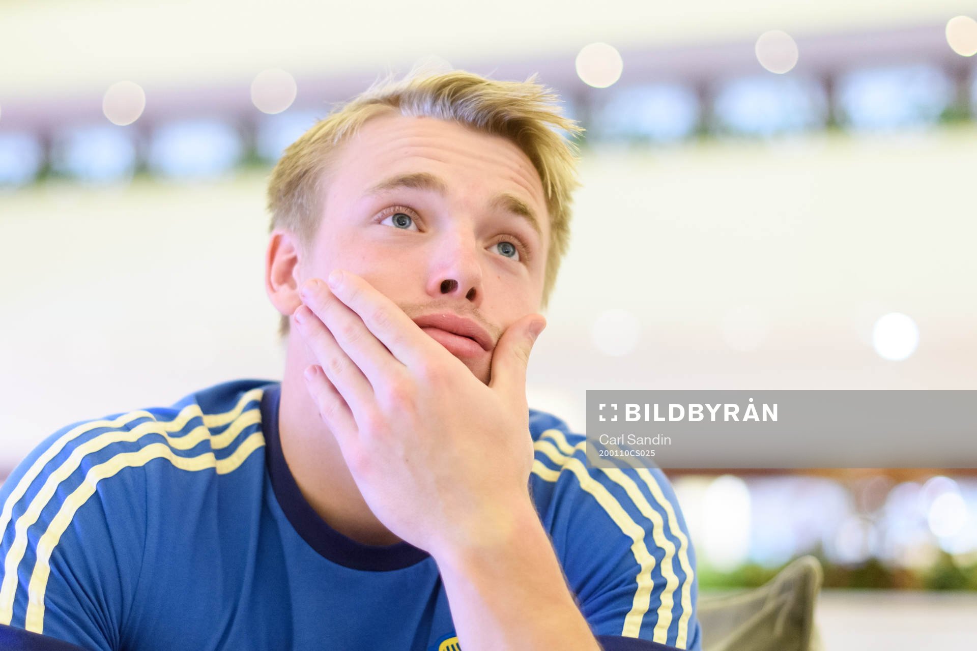 Goalkeeper Isak Andersson is being interviewed