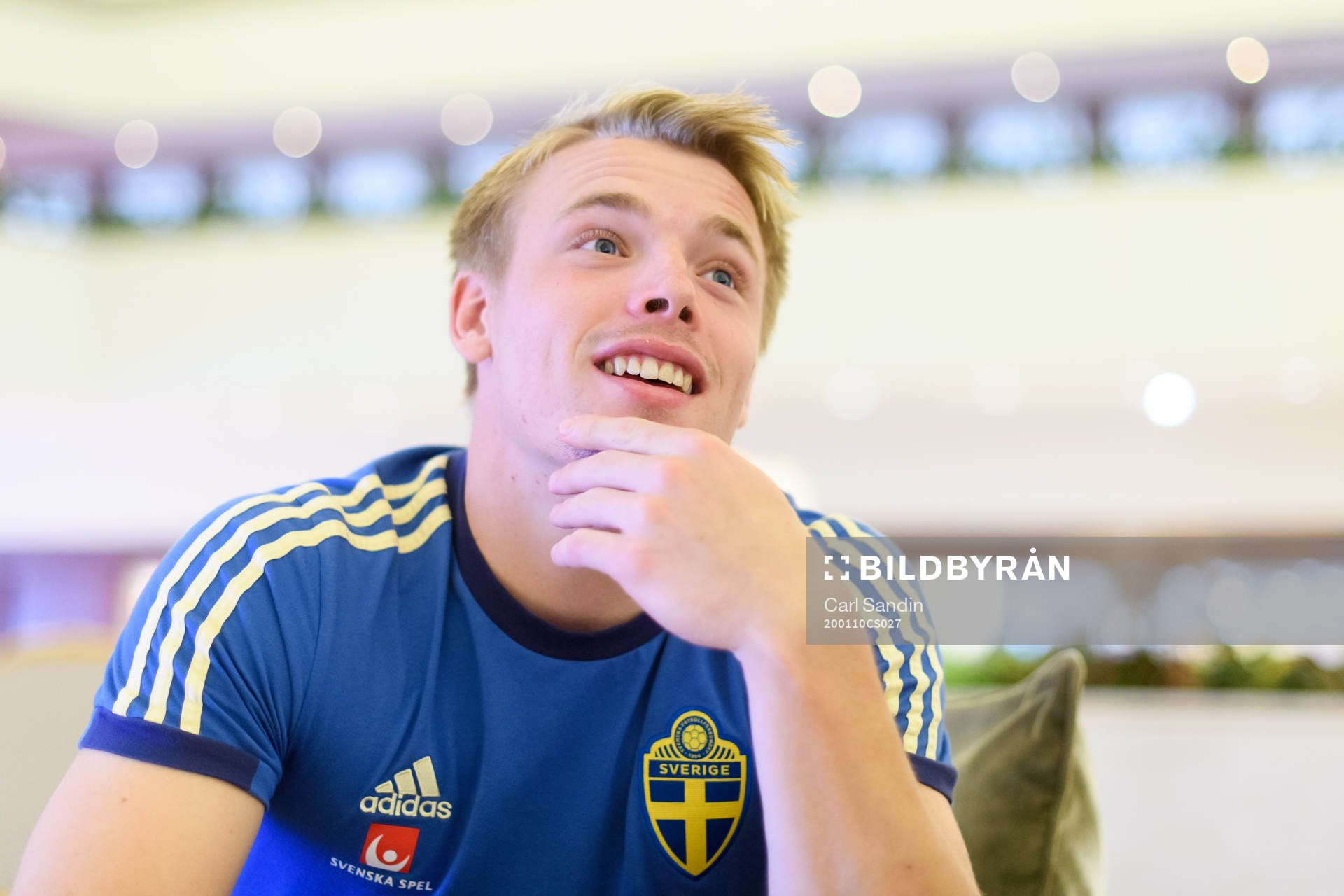 Goalkeeper Isak Andersson is being interviewed