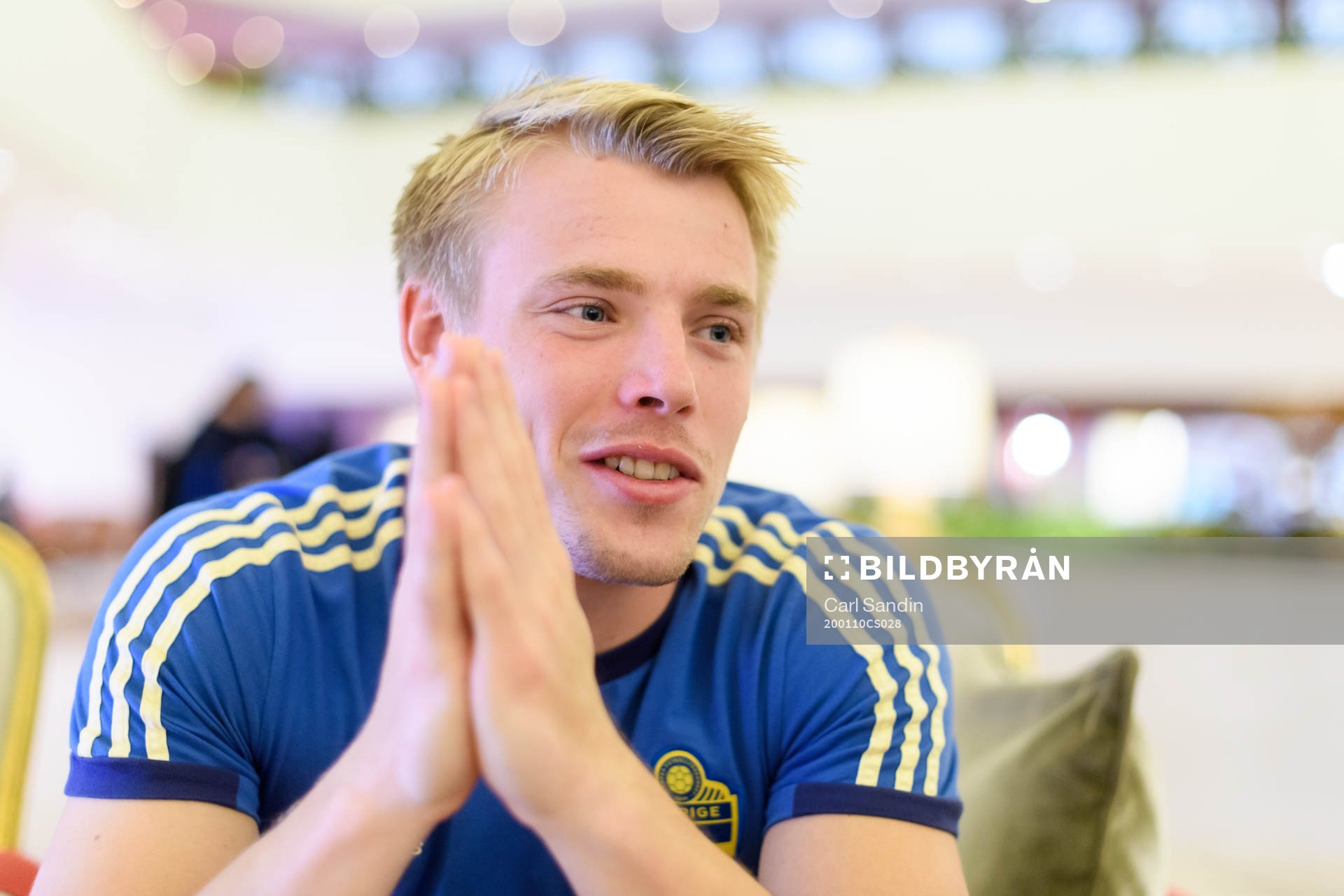 Goalkeeper Isak Andersson is being interviewed