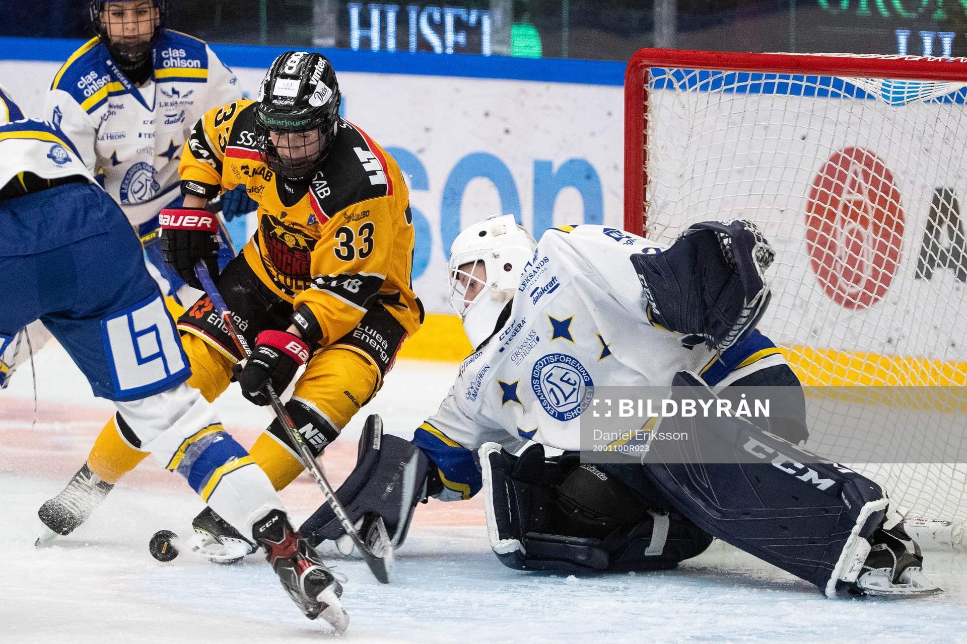 Luleås Michelle Karvinen och Leksands målvakt Jule