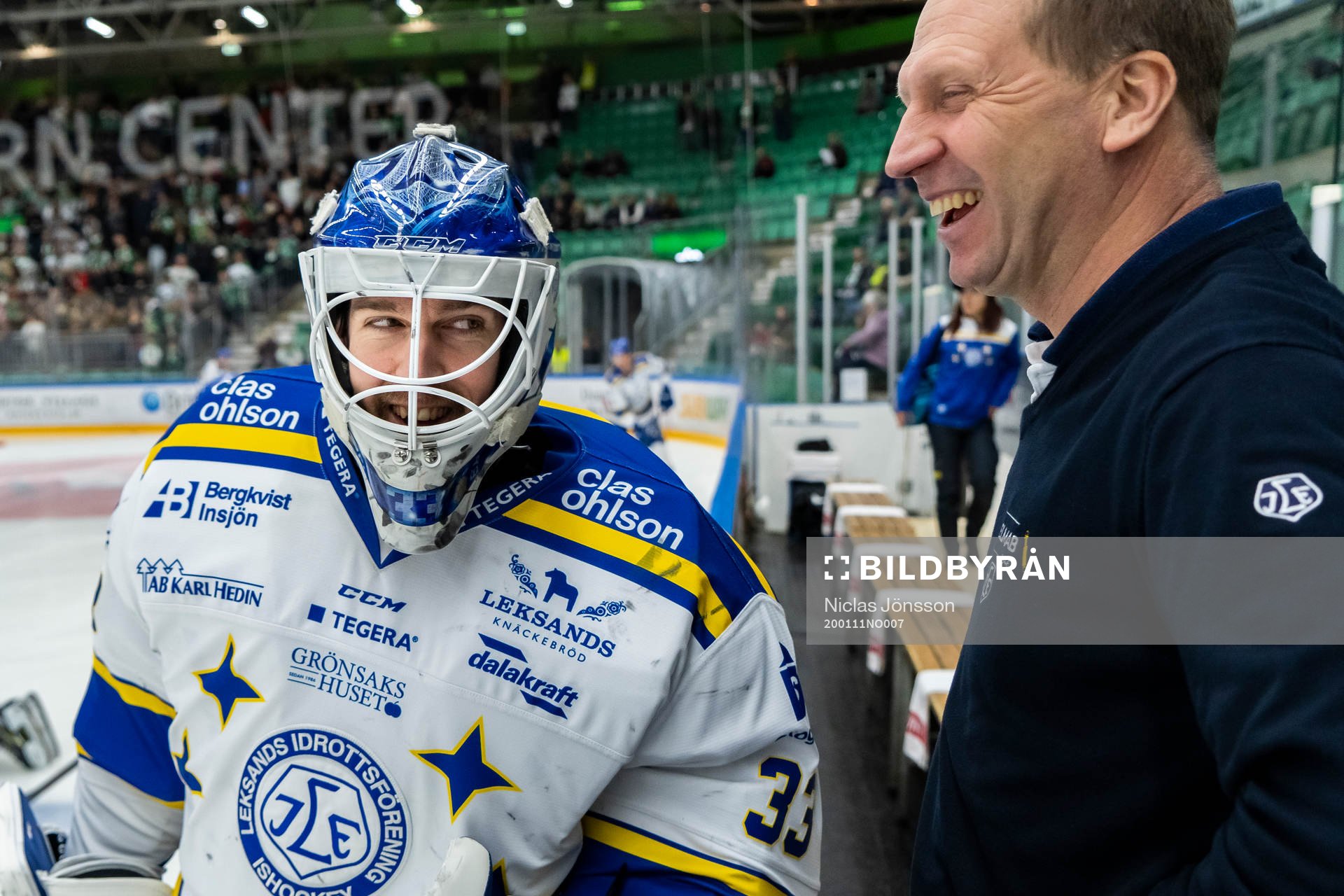 Leksands målvakt Axel Brage  och målvaktstränare Jonas