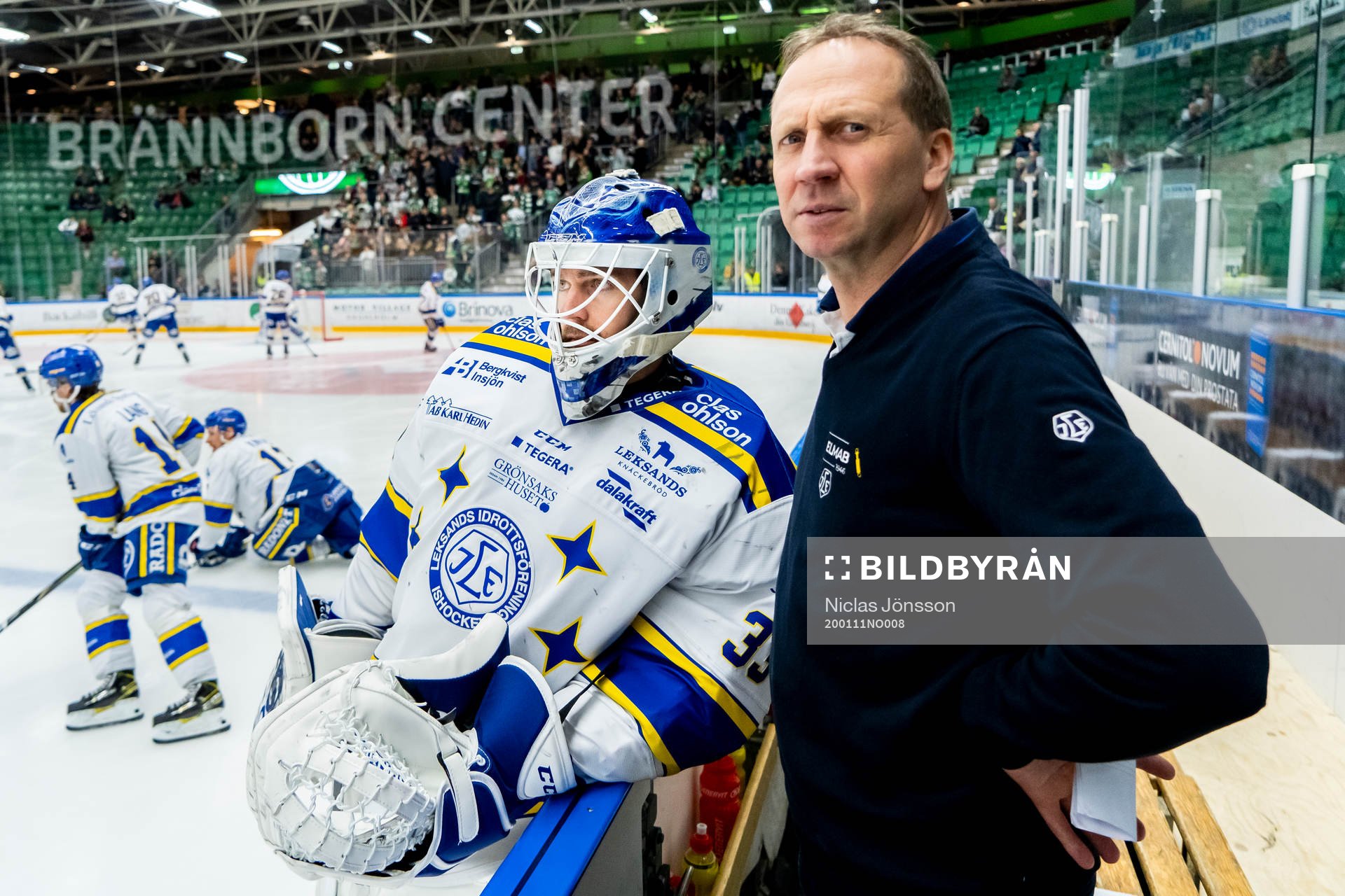Leksands målvakt Axel Brage och målvaktstränare Jonas