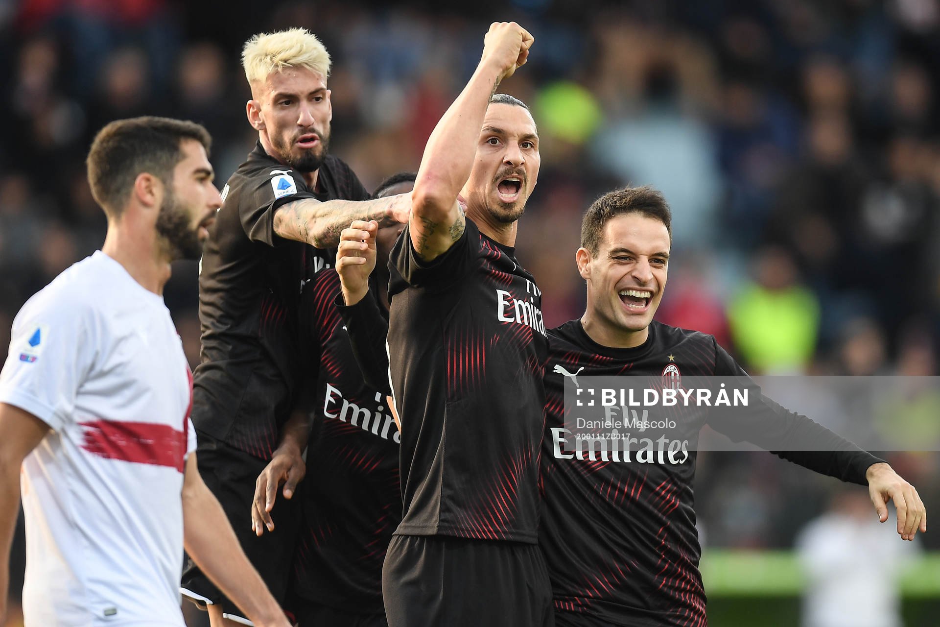 Zlatan Ibrahimovic of AC Milan celebrates his 0-2 goal