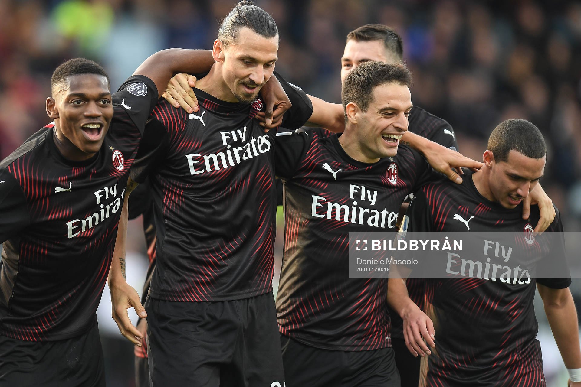 Zlatan Ibrahimovic of AC Milan celebrates his 0-2 goal