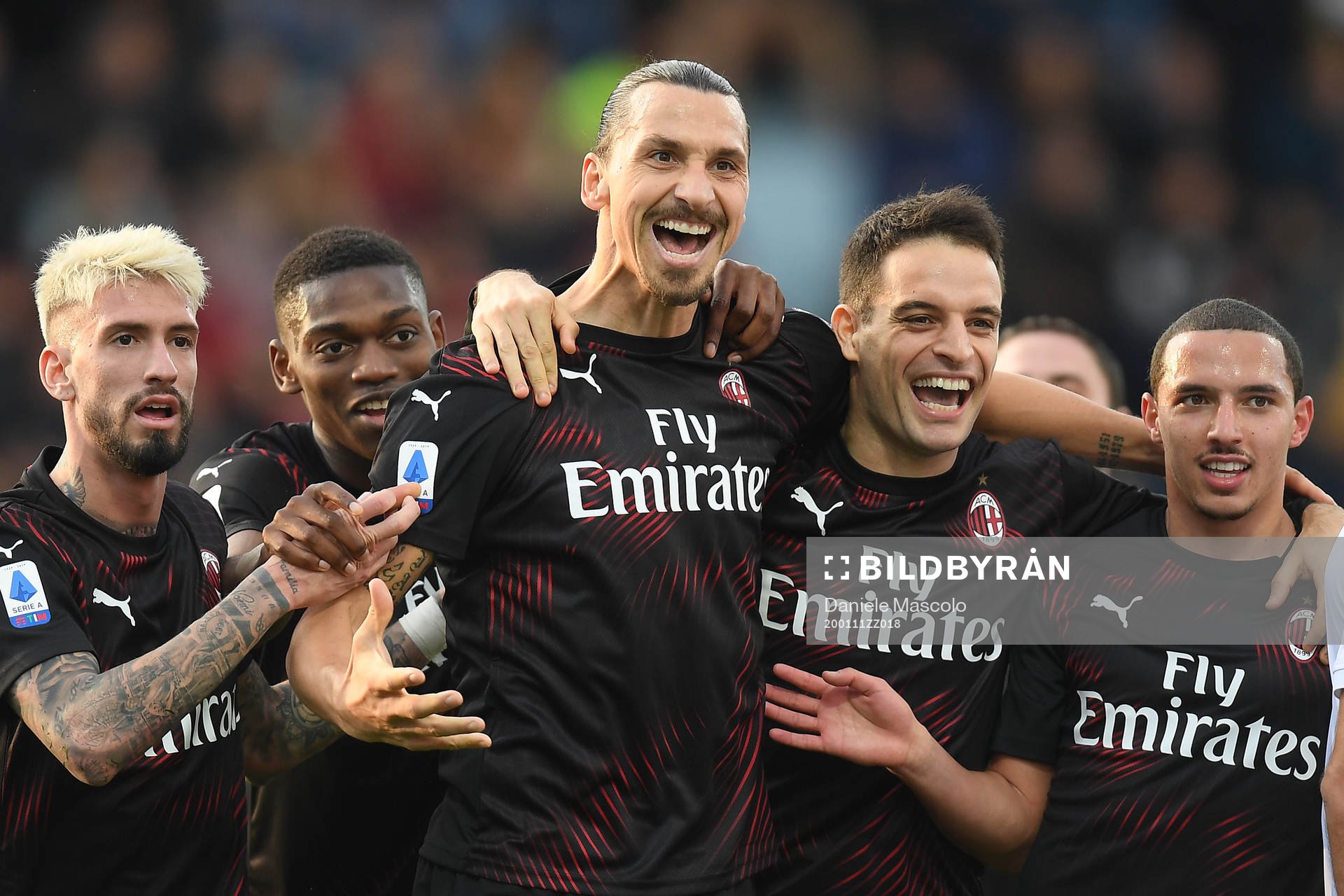 Zlatan Ibrahimovic of AC Milan celebrates his 0-2 goal