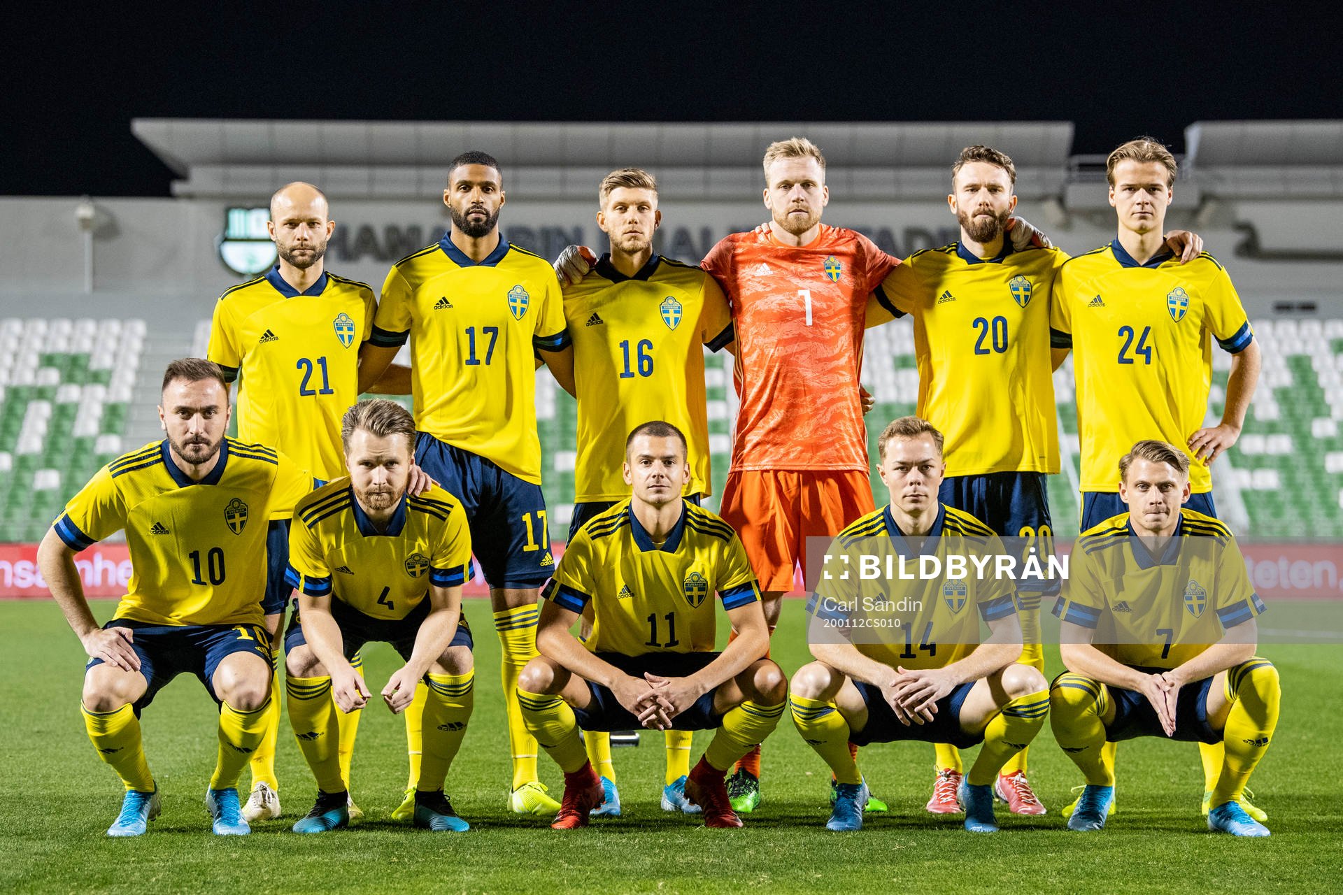 The Swedish starting eleven consisting of Robin Söder,
