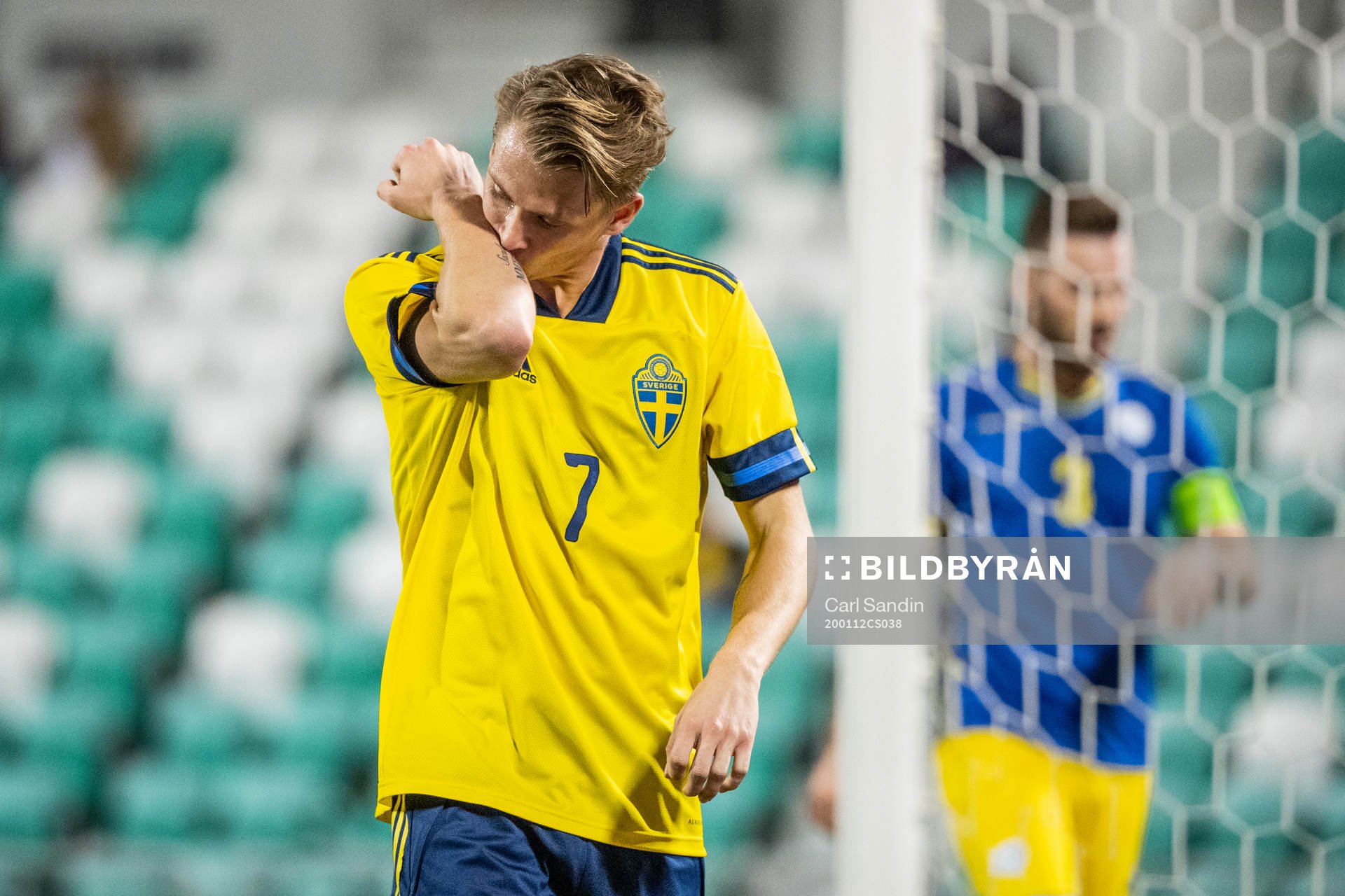 Simon Hedlund of Sweden celebrates after 1-0 during the international friendly football match between Sweden and Kosovo on January 9, 2020 in Doha.