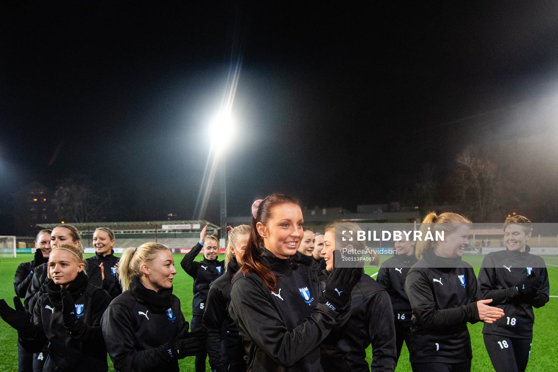 Malmö FFs Malin Gunnarsson jublar under en fotbollsträning med Malmö FF den 13 januari 2020 i Malmö.