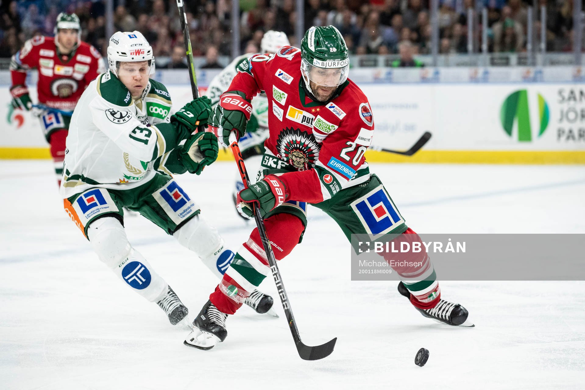 Frölundas Joel Lundqvist och Färjestads Daniel Viksten