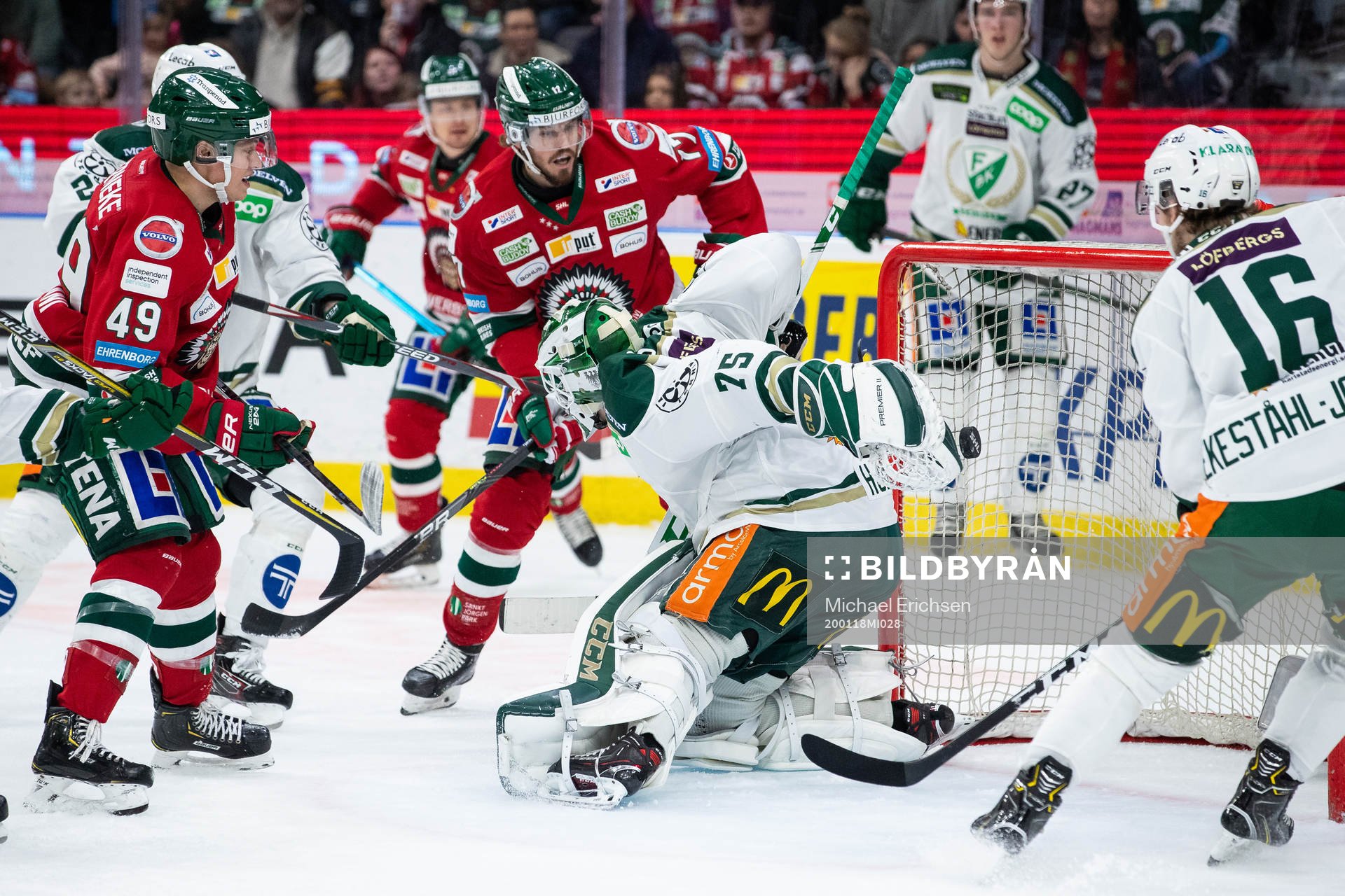Frölundas Sebastian Stålberg gör 2-0 på Färjestads