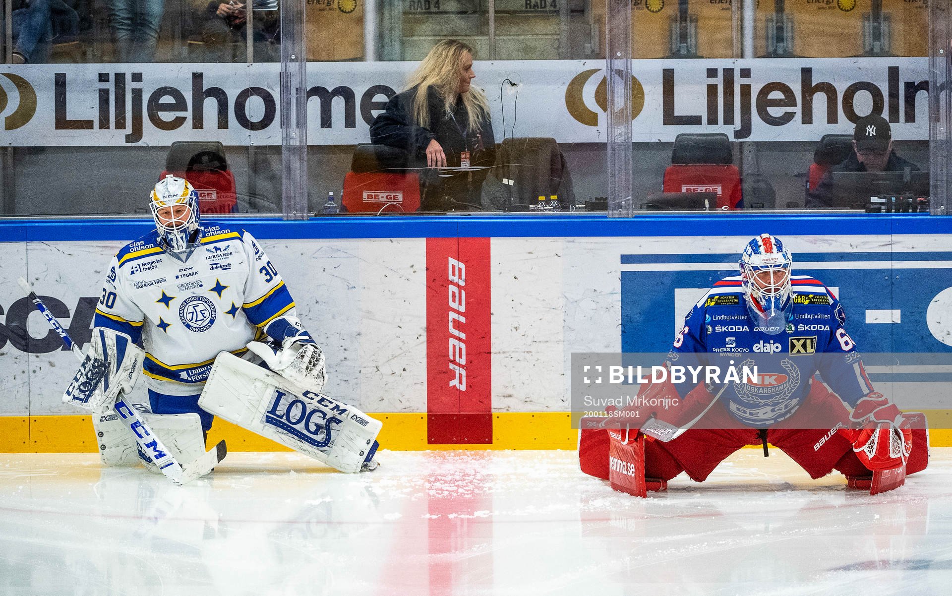 Leksands målvakt Janne Juvonen och Oskarshamns målvakt
