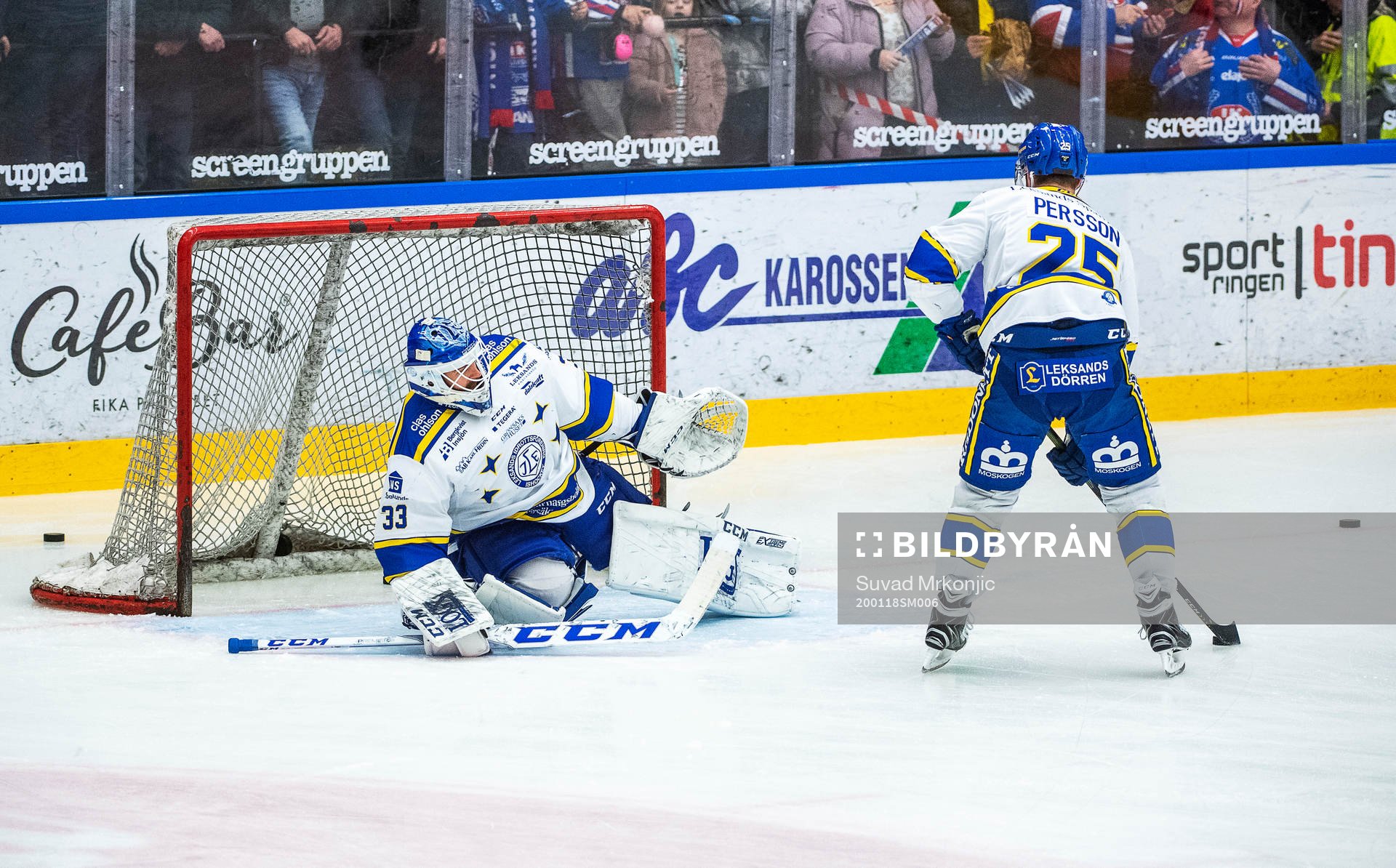Leksands målvakt Axel Brage och Linus Persson