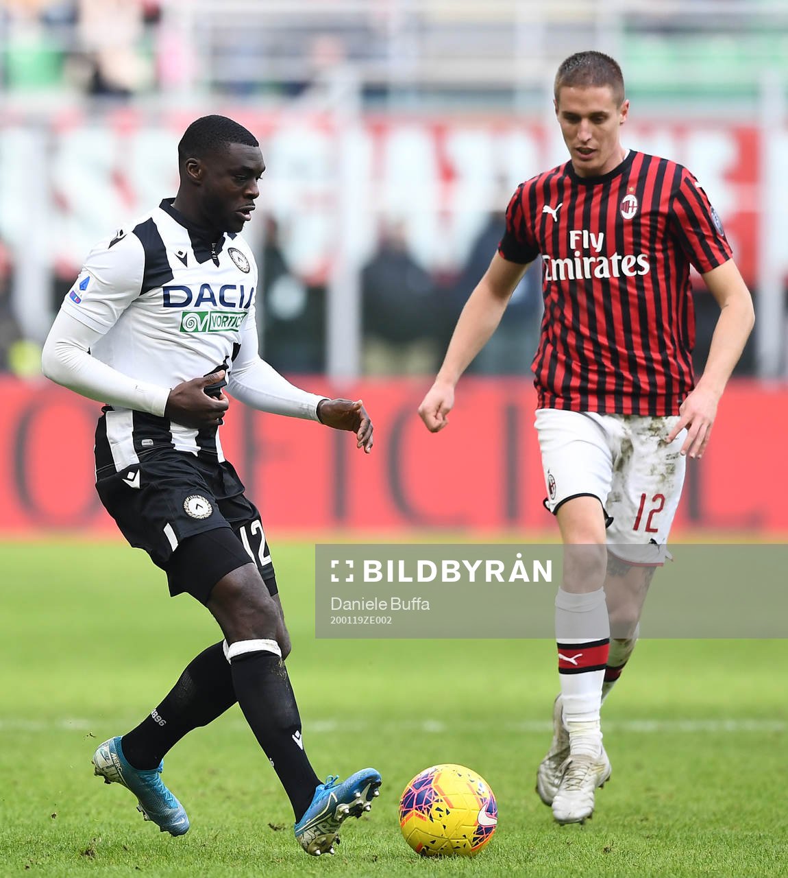 Ken Sema of Udinese during the Serie A game between AC Milan and Udinese on January 19, 2020 in Milano.