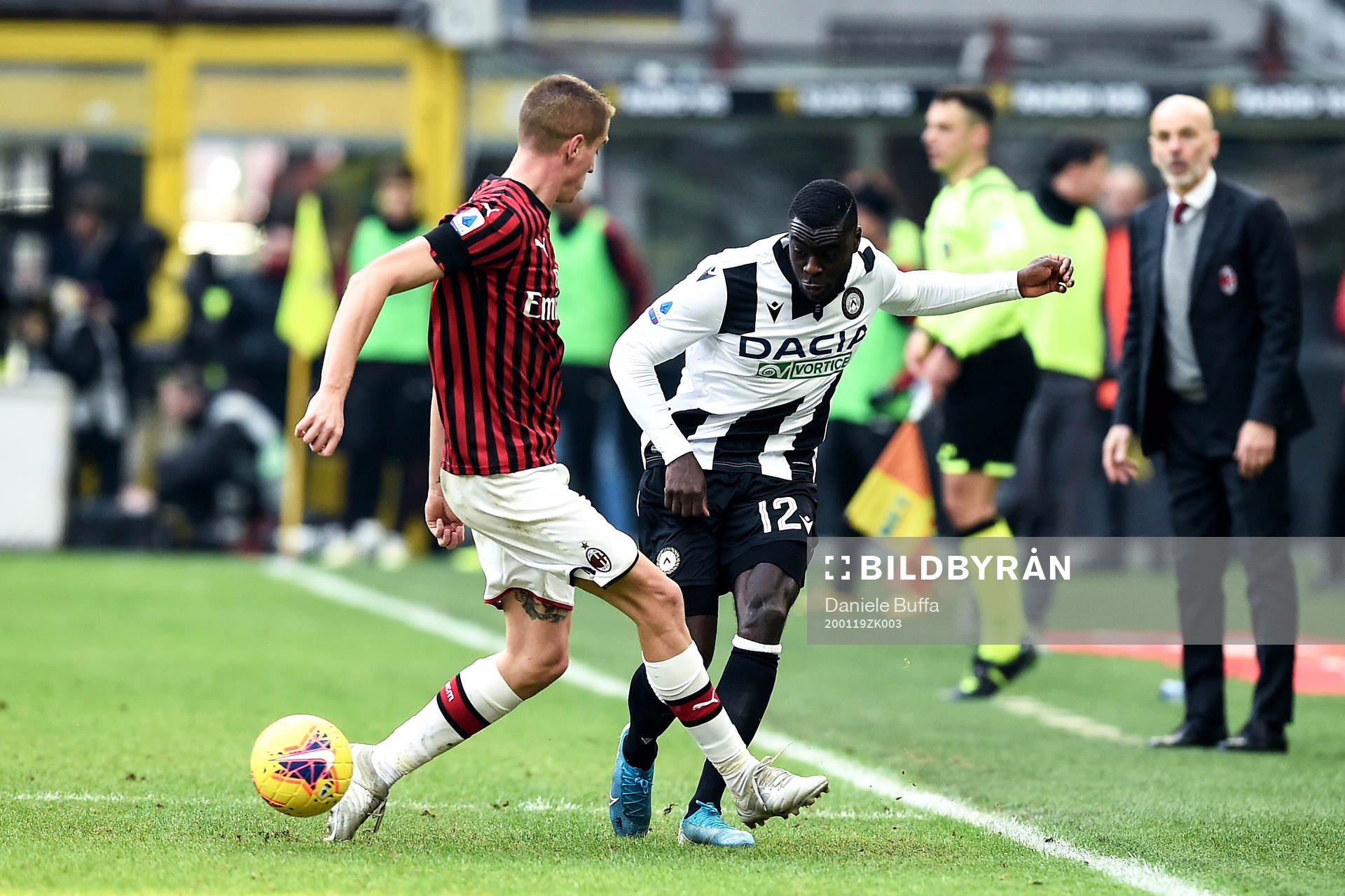 Ken Sema of Udinese during the Serie A game between AC Milan and Udinese on January 19, 2020 in Milano.