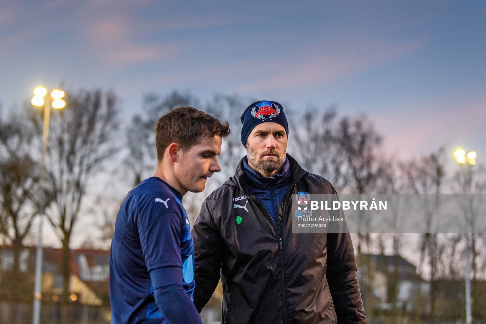Helsingborgs Brandur Hendriksson och tränare Olof Mellberg