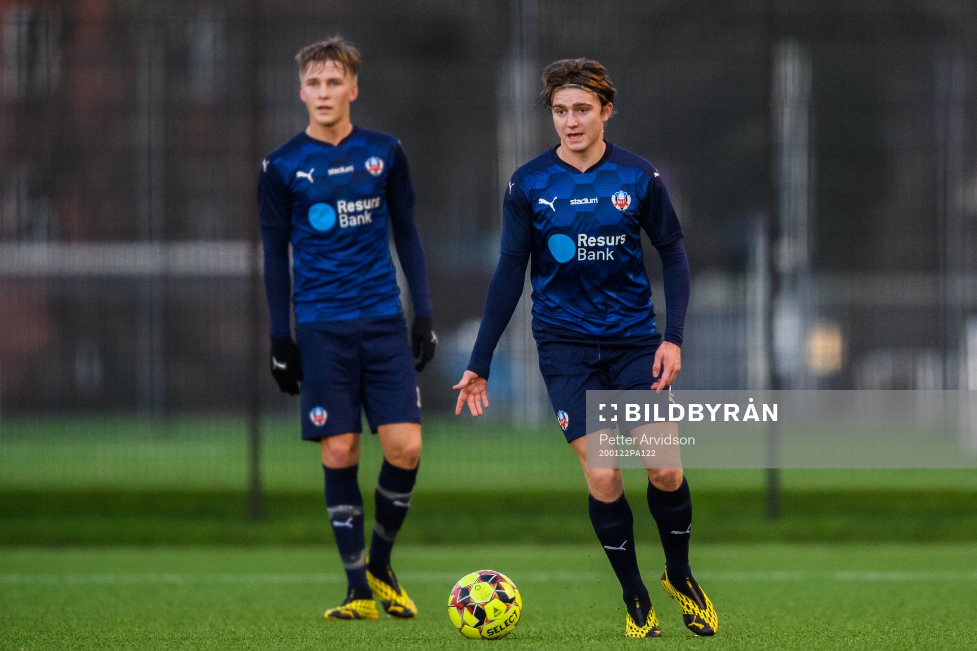 Helsingborgs Ludvig Carlius under en träningsmatch i fotboll mellan Odense och Helsingborg den 22 januari 2020 i Odense.