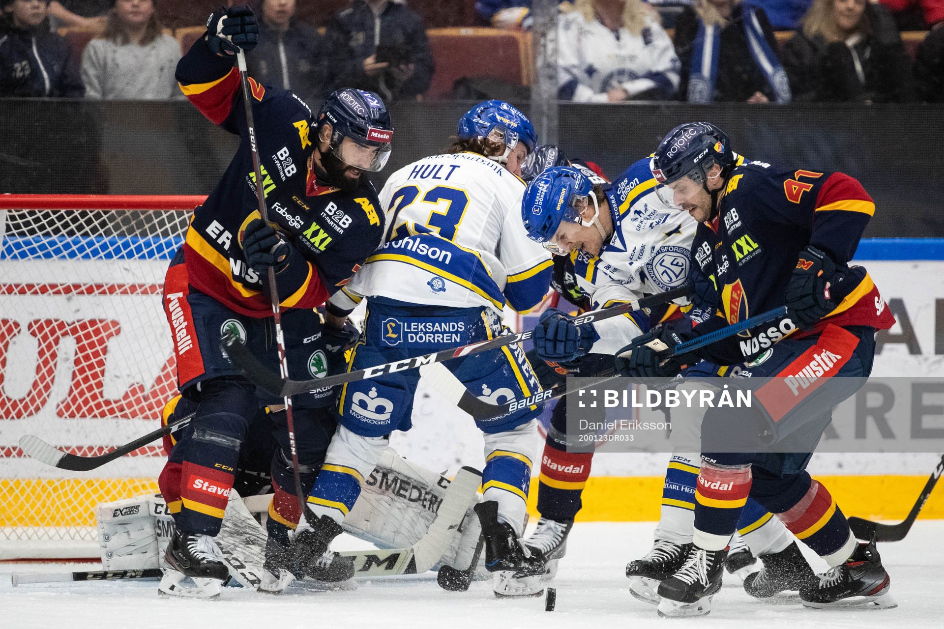 Djurgårdens Jason Garrison och Daniel Widing och Leksands