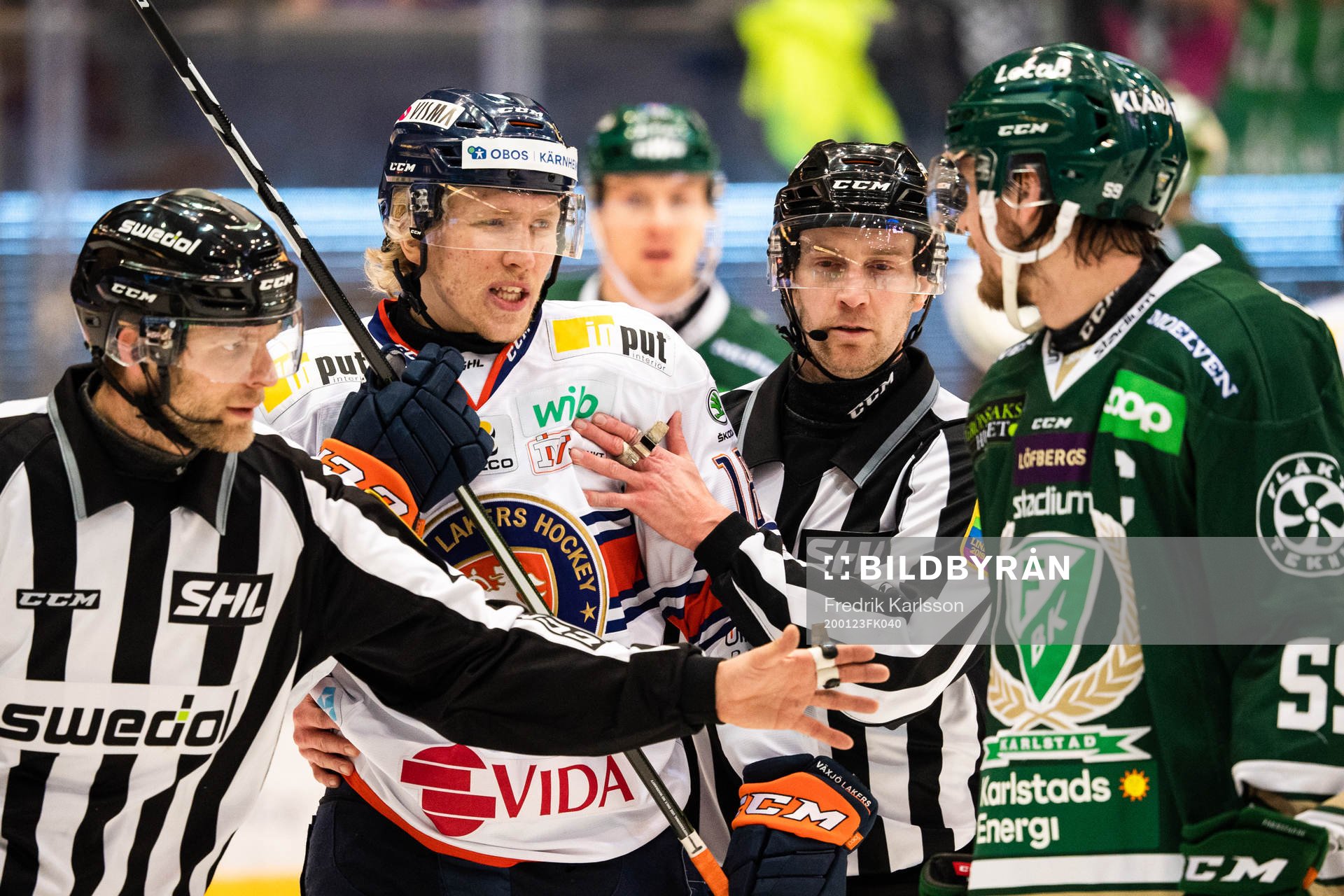 Växjös Marcus Sylvegård och Färjestads Linus Johansson