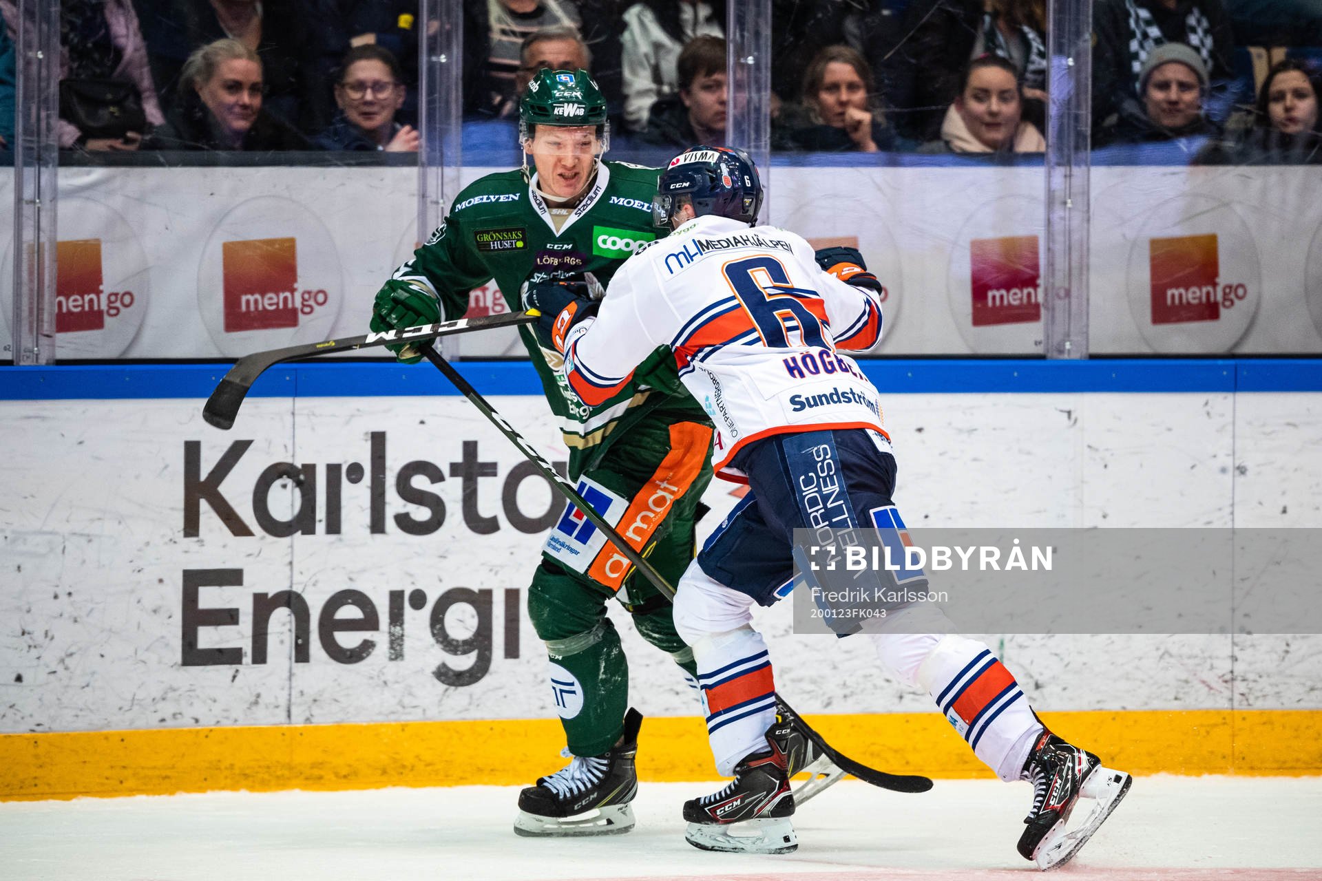 Färjestads Gustav Rydahl och Växjös Linus Högberg